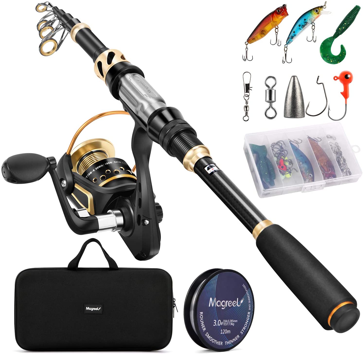 Magreel Telescope Fishing Rod and Reel Combo with Lures & Accessories + Carry Bag (7578134282478)