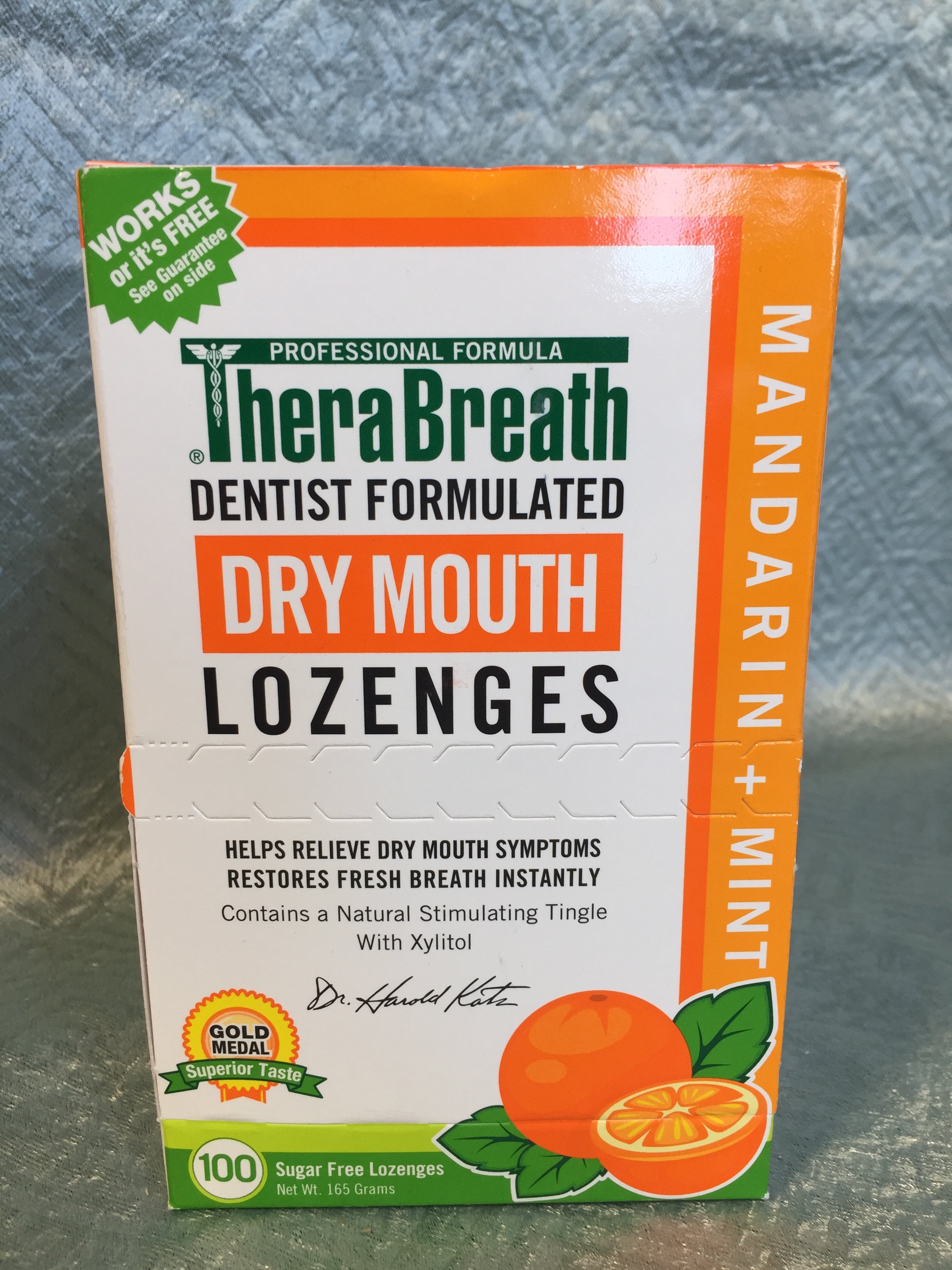 TheraBreath Dry Mouth ZINC Lozenges, Mandarin Mint Flavor, 100 Lozenges (7536067150062)