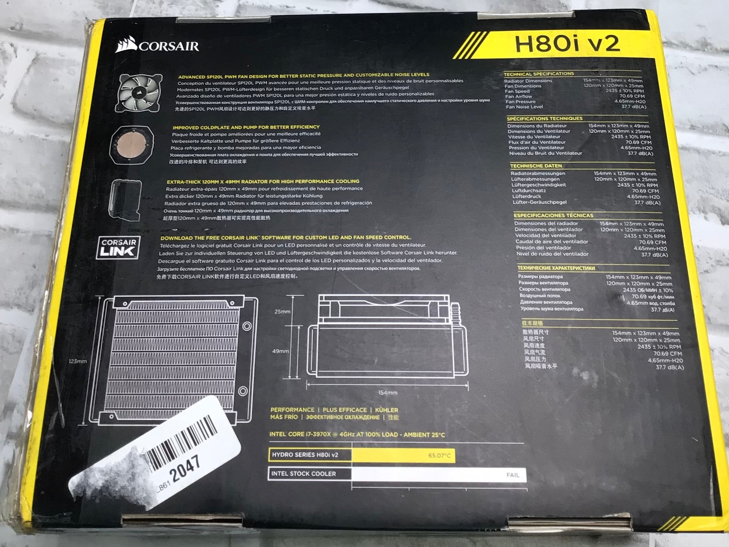Corsair Hydro Series H80i v2 AIO Liquid CPU Cooler, 120mm **FOR PARTS