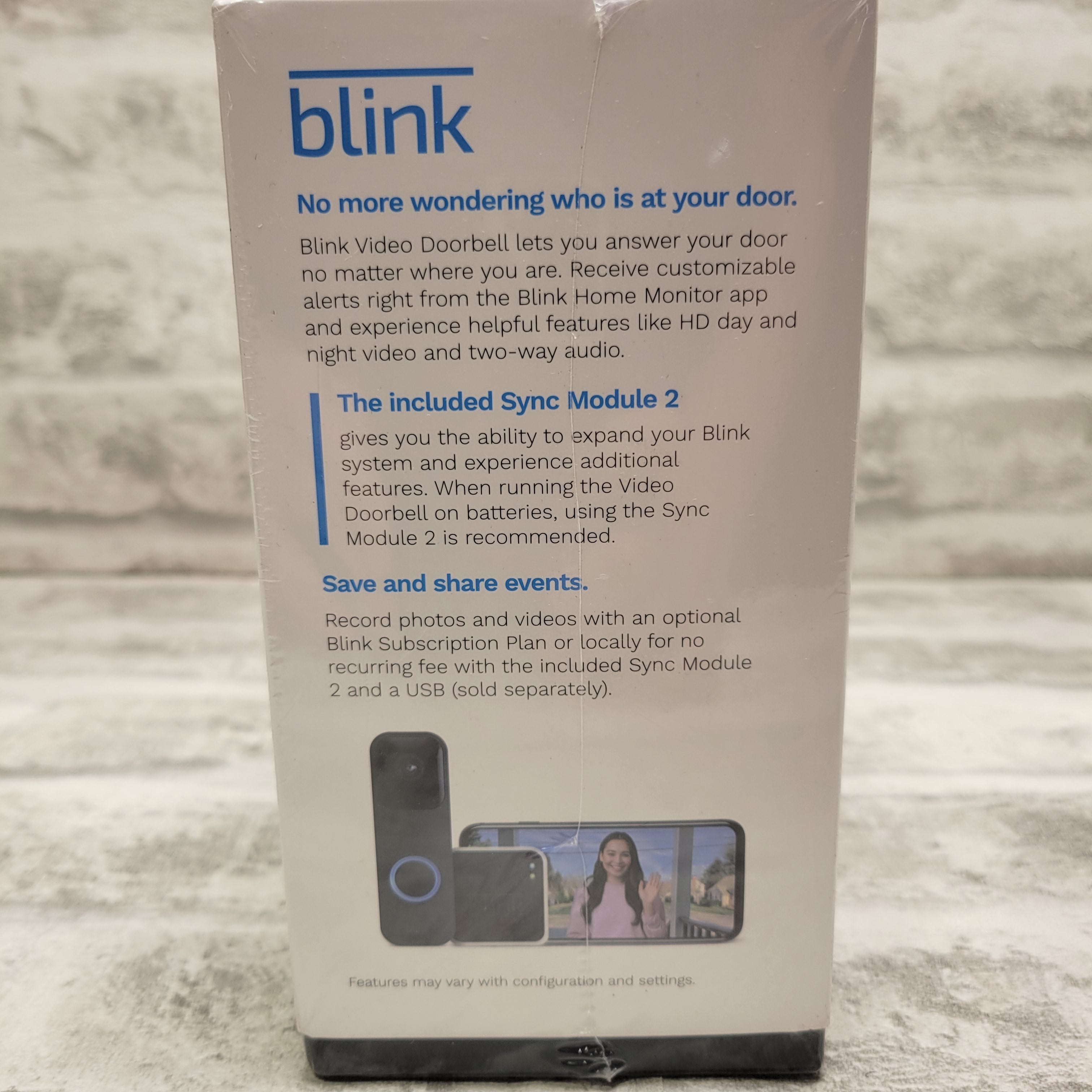 Blink Video Doorbell + Sync Module 2 | Two-way audio, wired or wire-free (Black) (7674248823022)