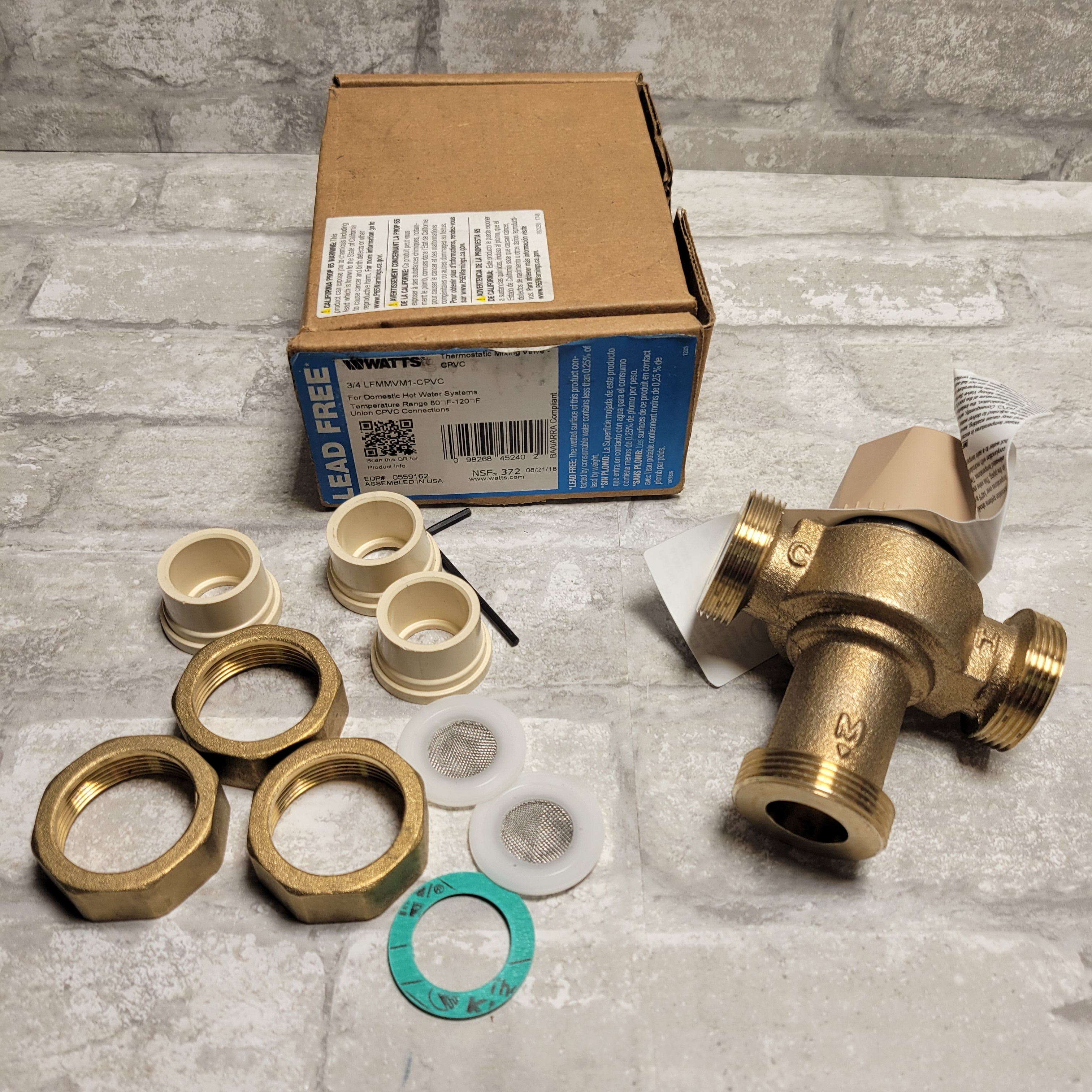 Watts LFMMVM1-CPVC, 3/4-inch Lead-Free Thermostatic Mixing Valve (EDP #0559162) (8063899664622)
