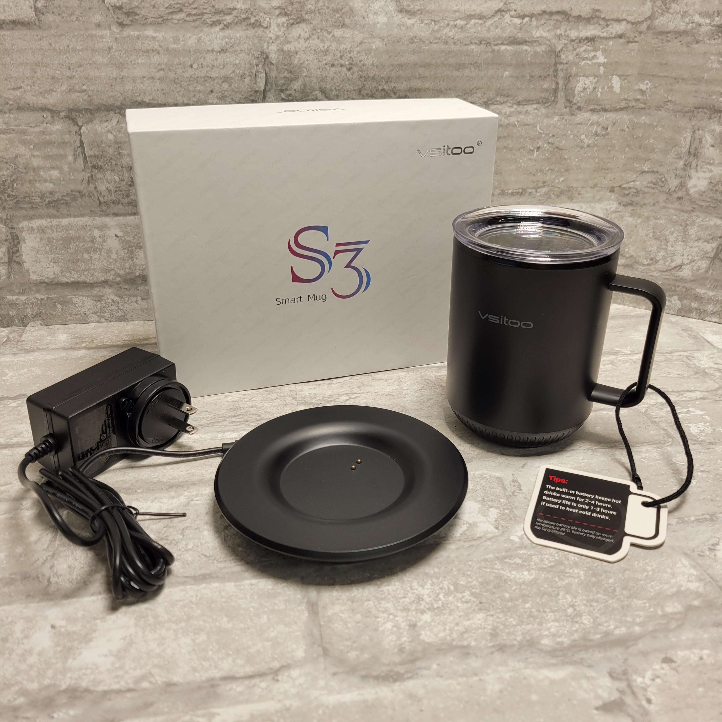 VSITOO S3 Temperature Control Smart Mug, Self Heating Black RL8 (8056468701422)