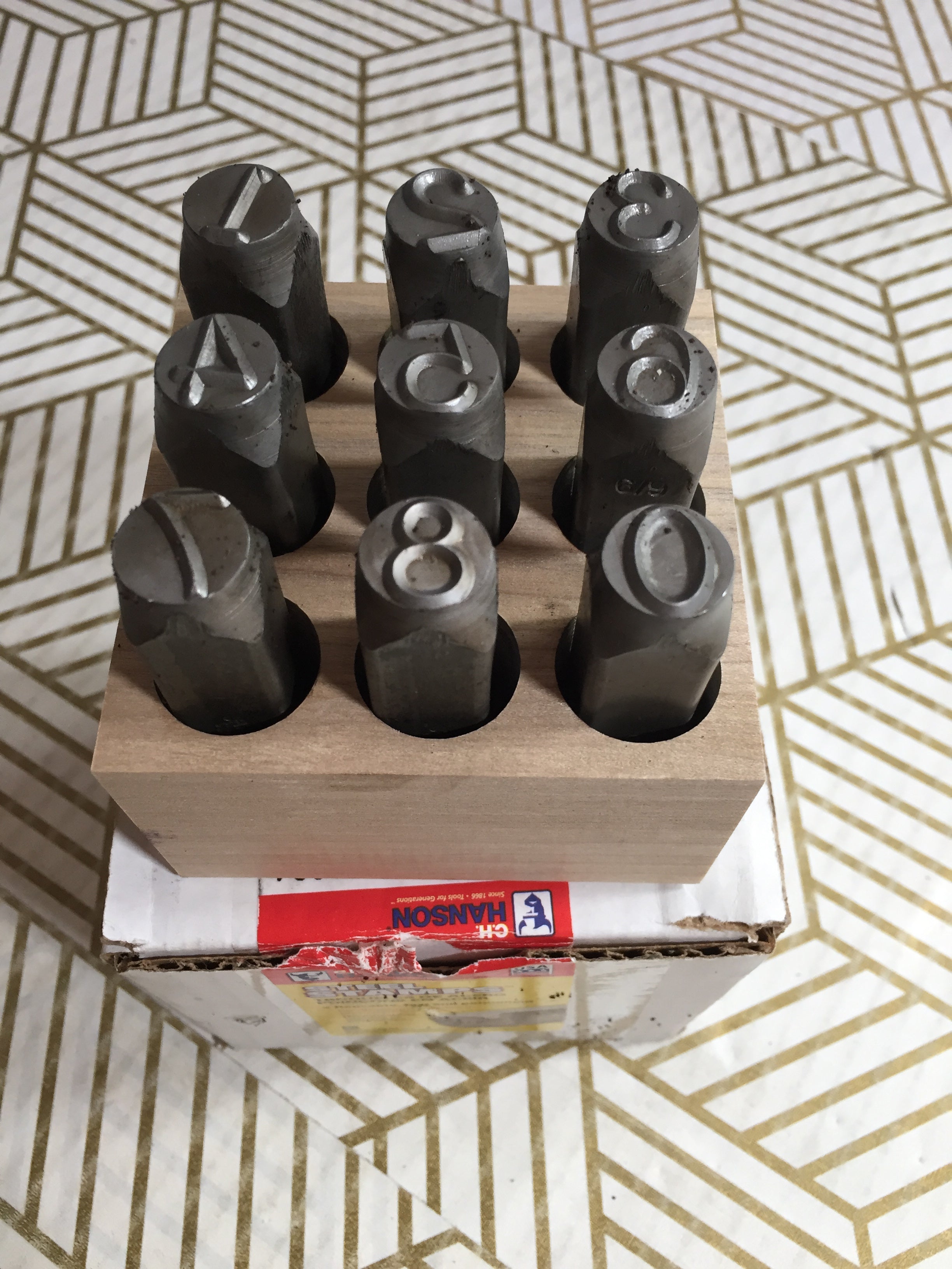 Vintage 1/2” Steel Metal Stamps Punch Numbers Die Stamping Set No's 1-10 (8120631853294)