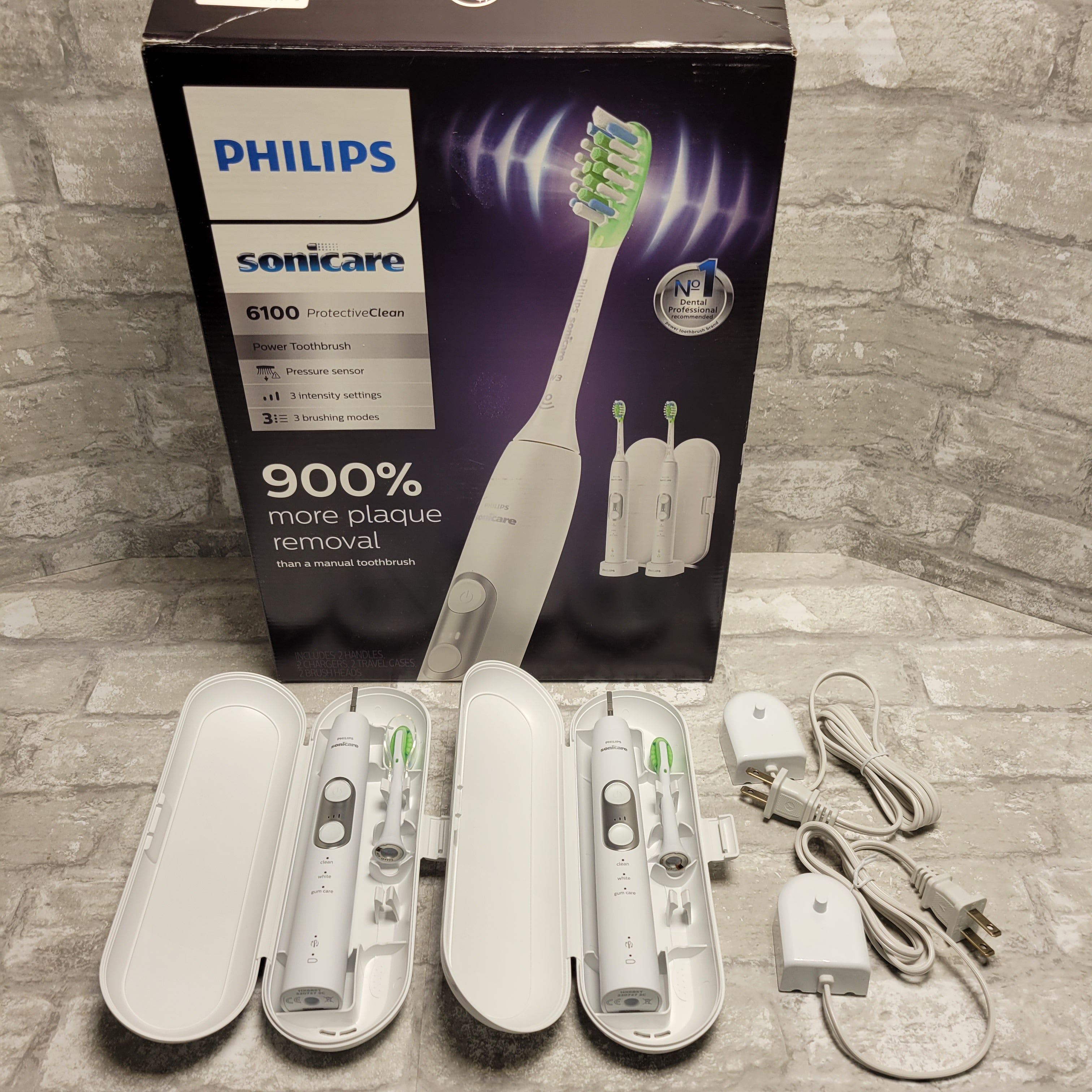 Philips Sonicare 6100 Protective Clean HX6423/85 Sonic Toothbrush Pack of 2 (8042005561582)