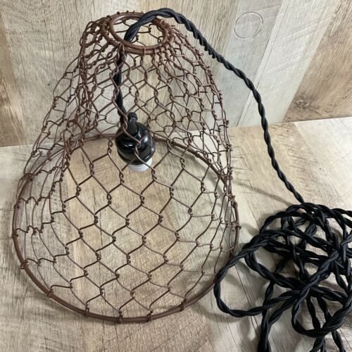 UNTESTED AS-IS  Chicken Wire Dome Pendant Light in Primitive Rust Finish (6922750230711)