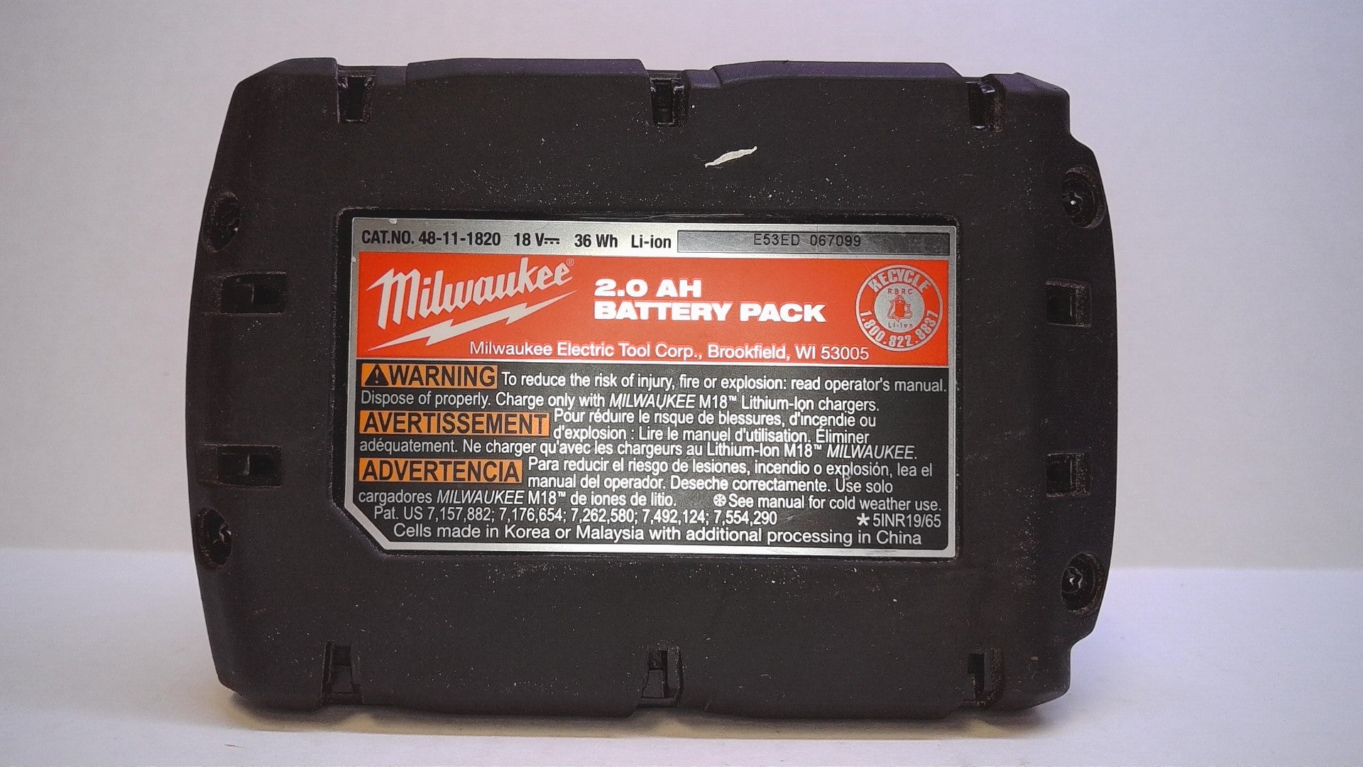 MILWAUKEE 48-11-1820 M18 18v REDLITHIUM 2.0 Compact Battery Pack (7020457656503)