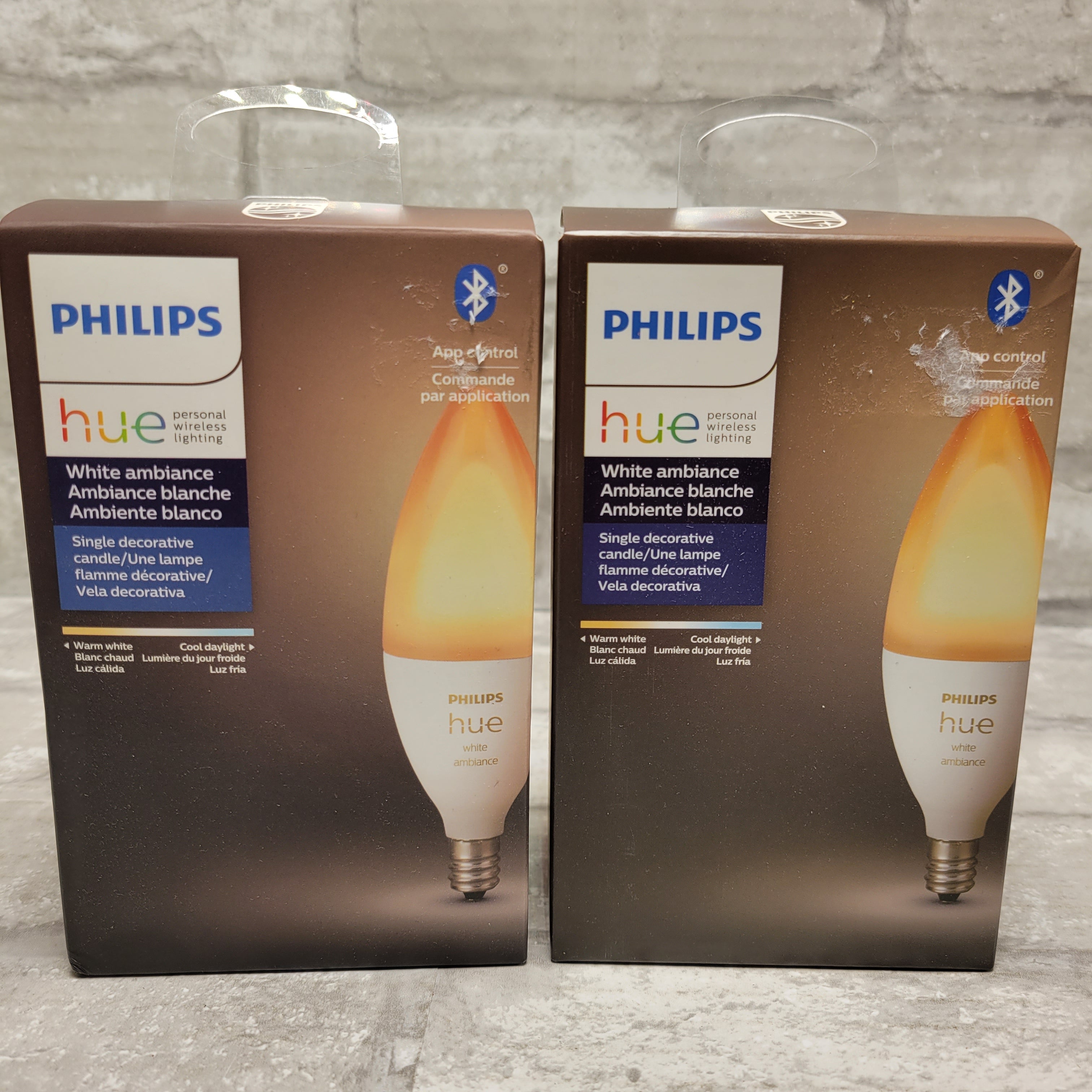 Philips Hue White Ambiance E12 Smart LED Candelabra Bulb White 5.2W, 2 Pack (7975195050222)