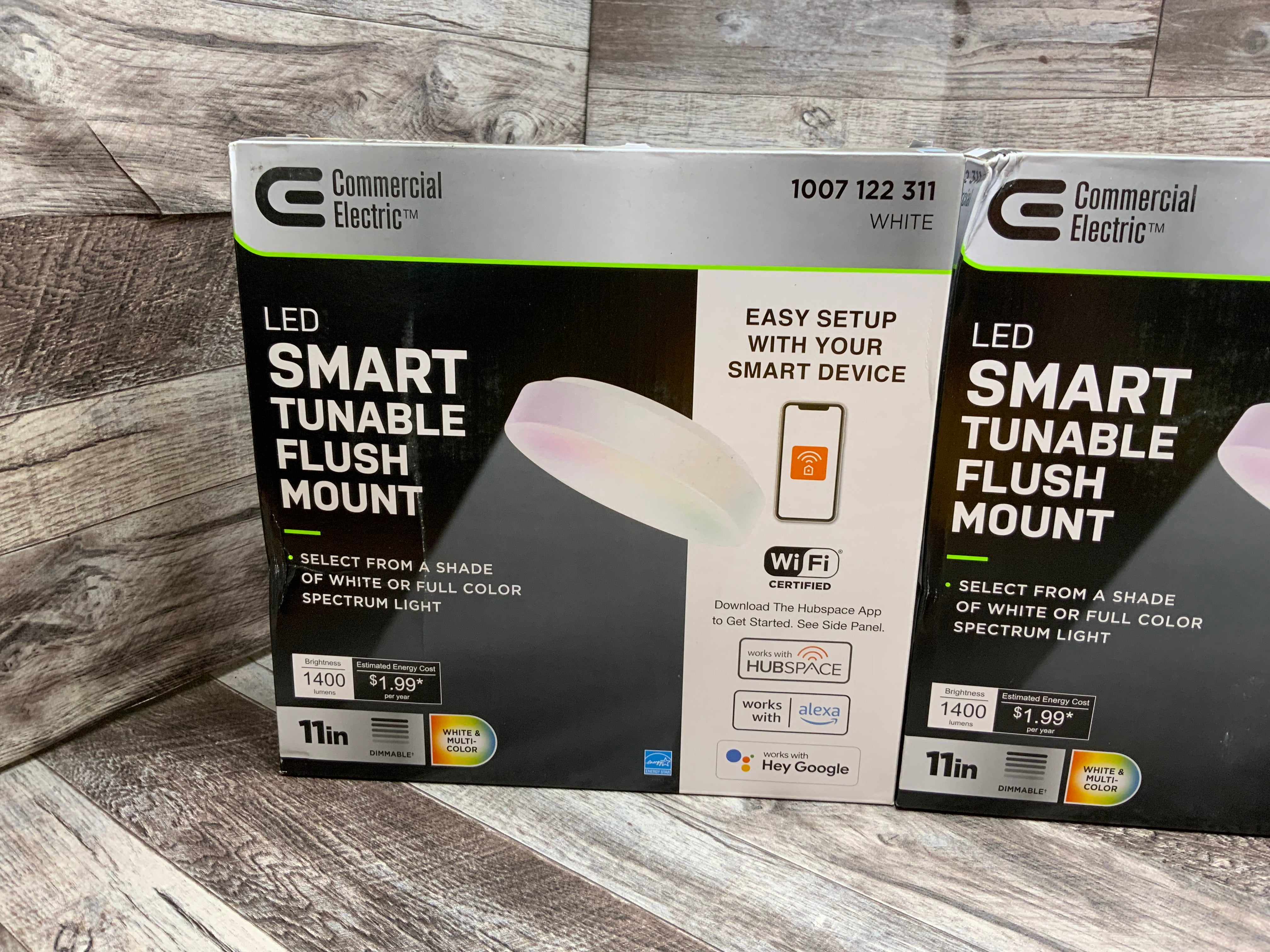 Commercial Electric 11 in. White Smart Hubspace CCT/RGB Flush Light *LOT OF 2** (8158194434286)