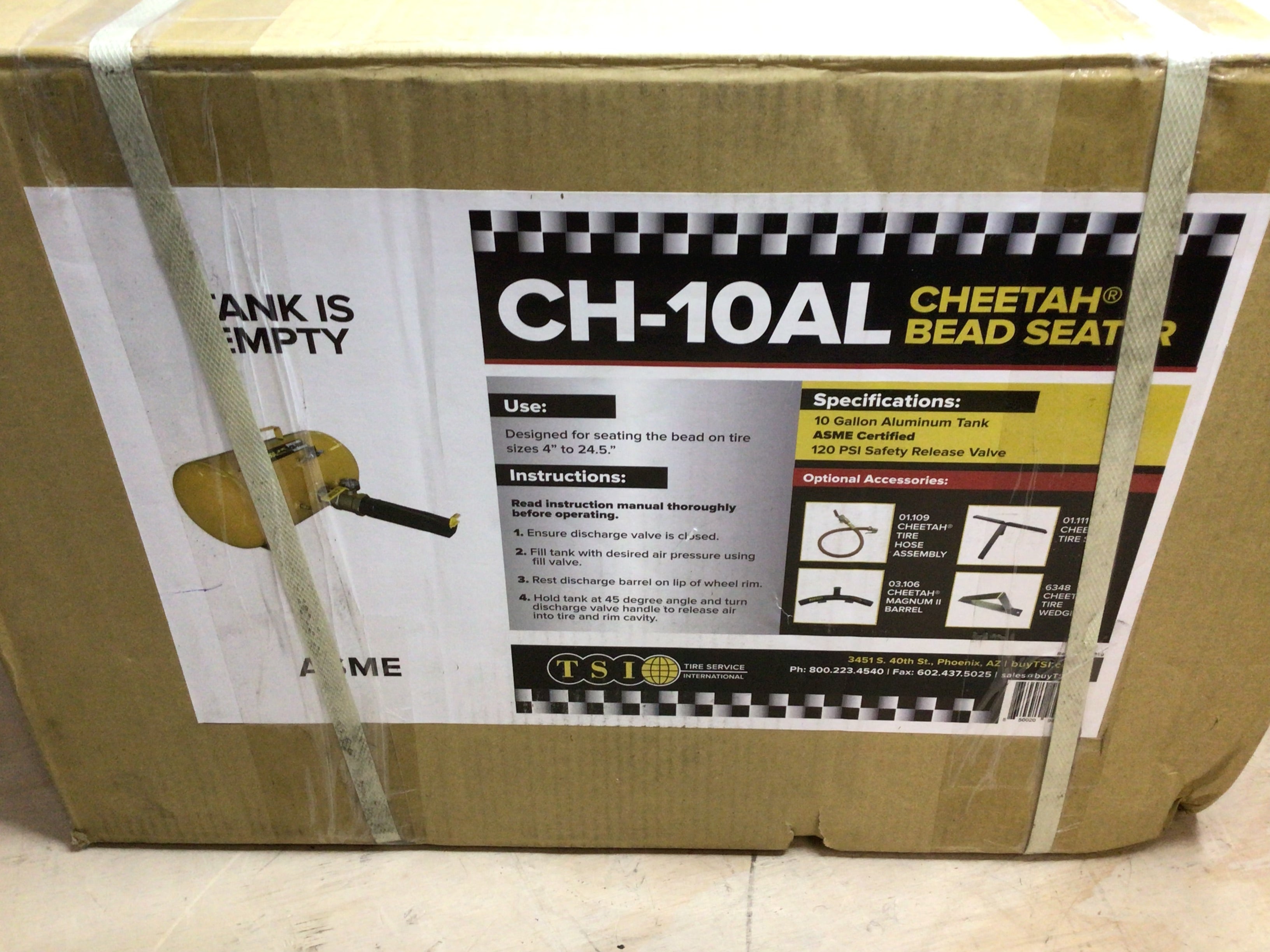 TSI CH-10 AL Cheetah Bead Seater with 10 Gallon Aluminum Tank **OPEN BOX** (8132142858478)