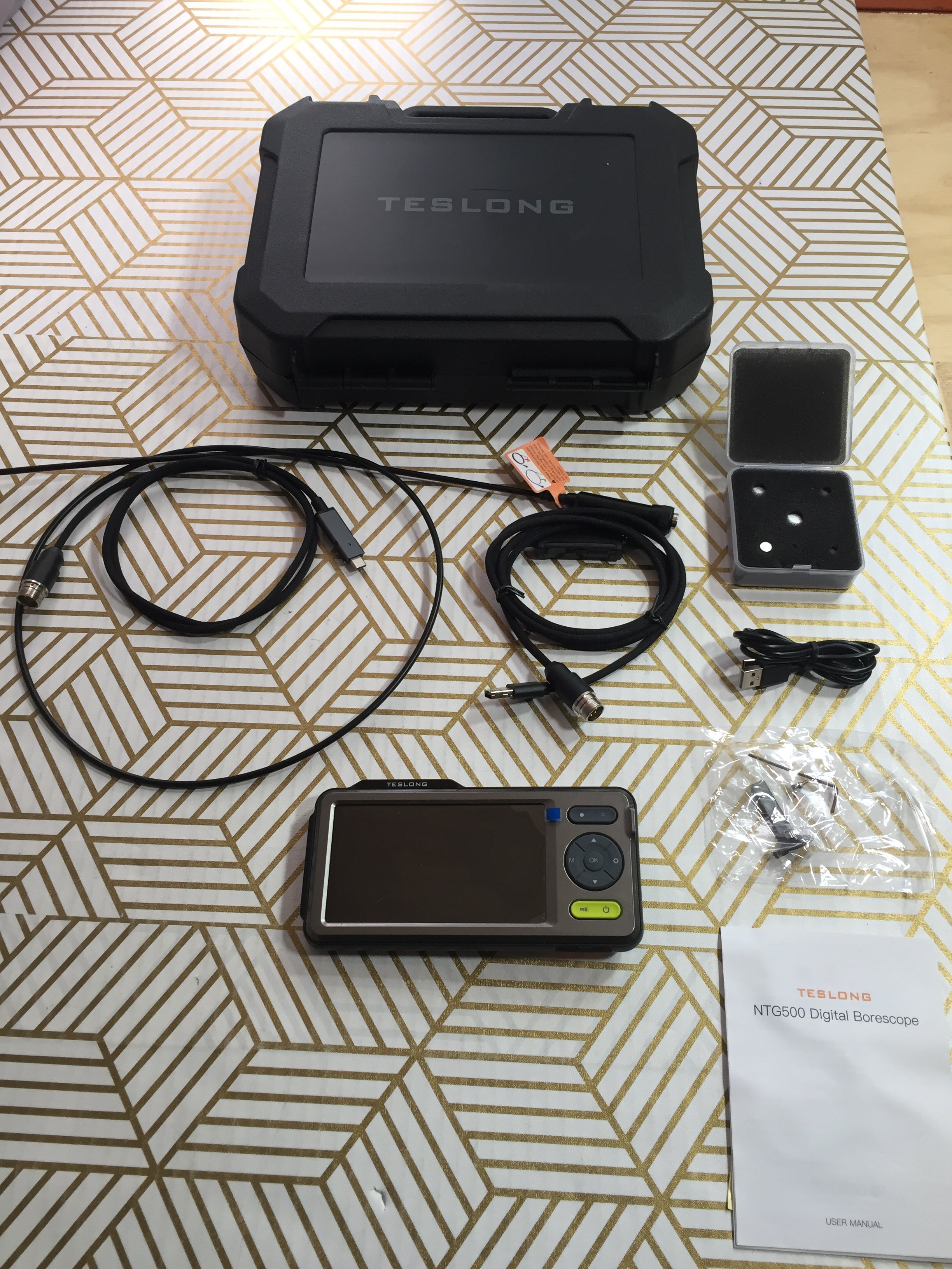 Teslong Endoscope Camera with Light Borescope Inspection Camera w/ IPS Monitor (8051623002350)