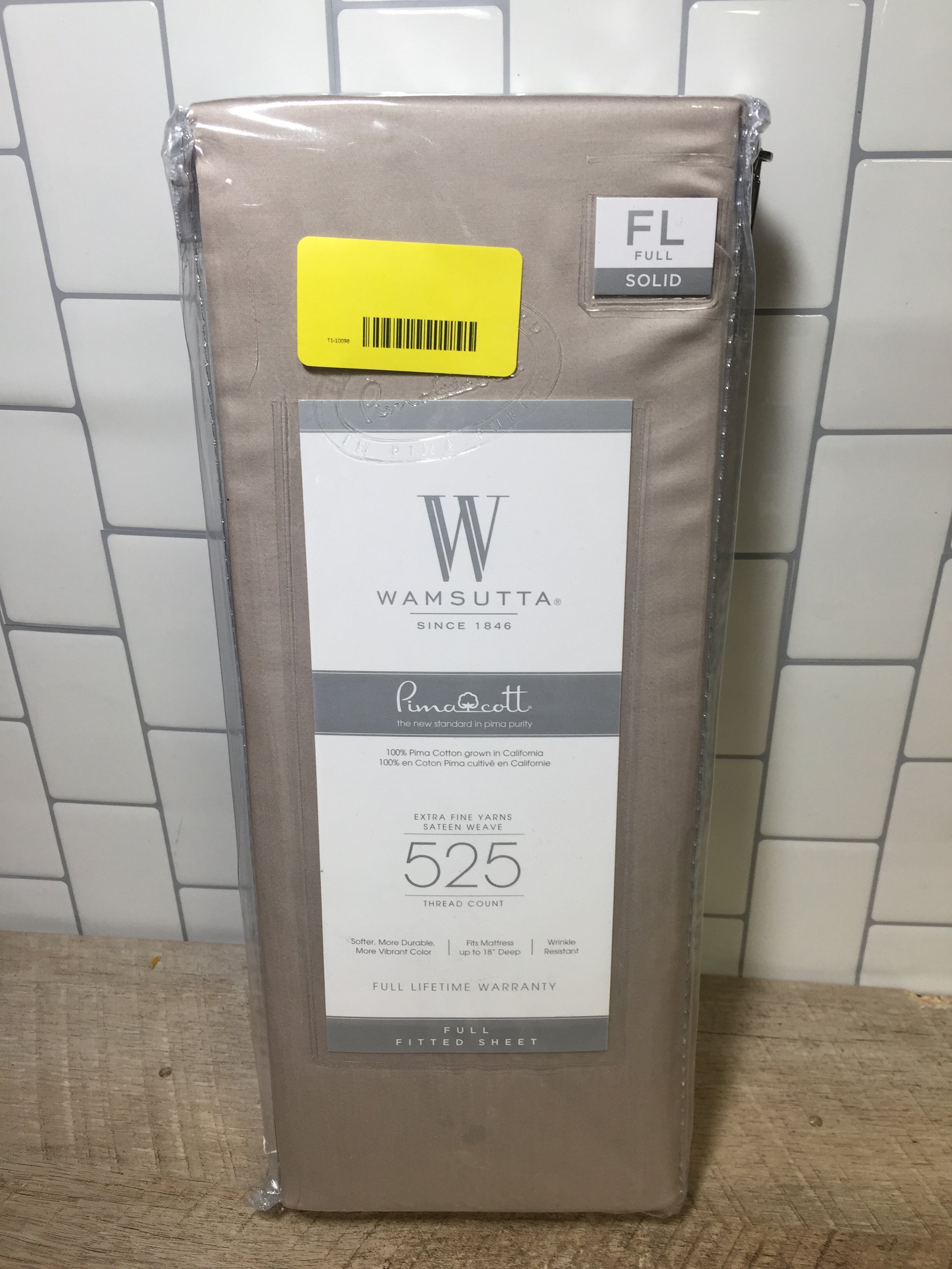 Wamsutta Full Solid Fitted Sheet 525 Thread Count Silver (7008927383735)
