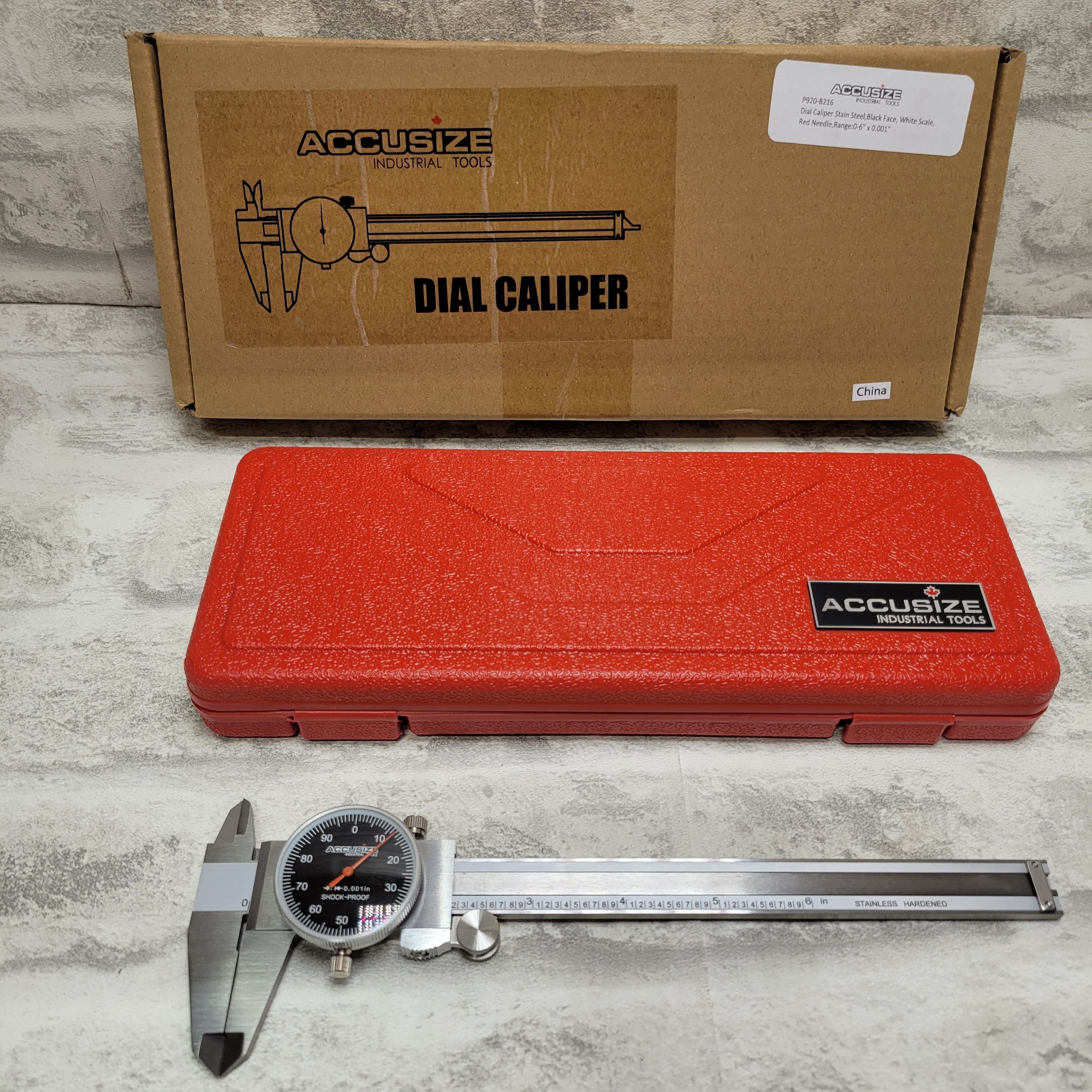 Accusize Dial Caliper Stainless Steel, P920-B216, Range: 0-6