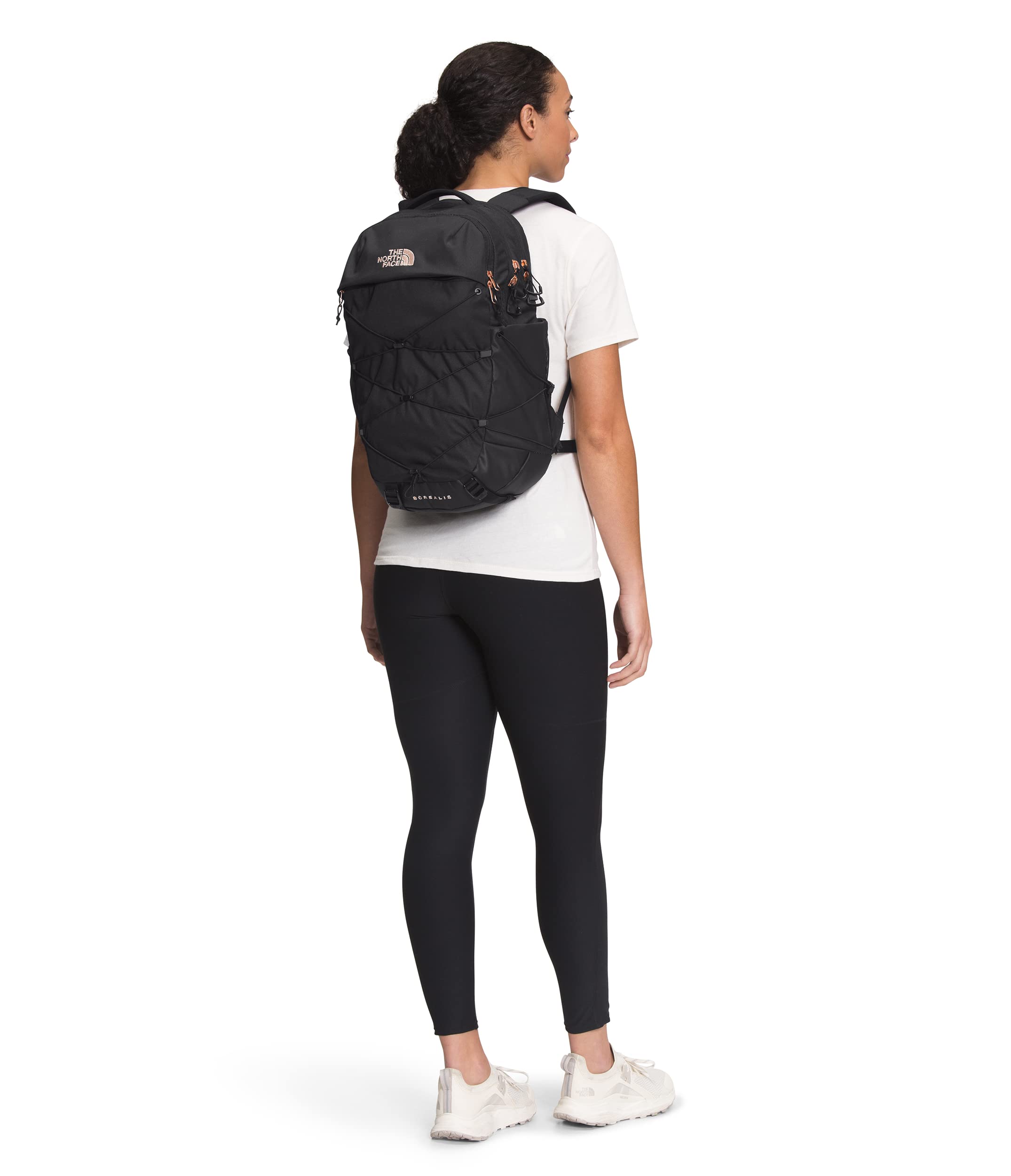 The North Face Women's Borealis School Laptop Backpack, TNF Black Heather/Burnt Coral Metallic, One Size (7834452590830)