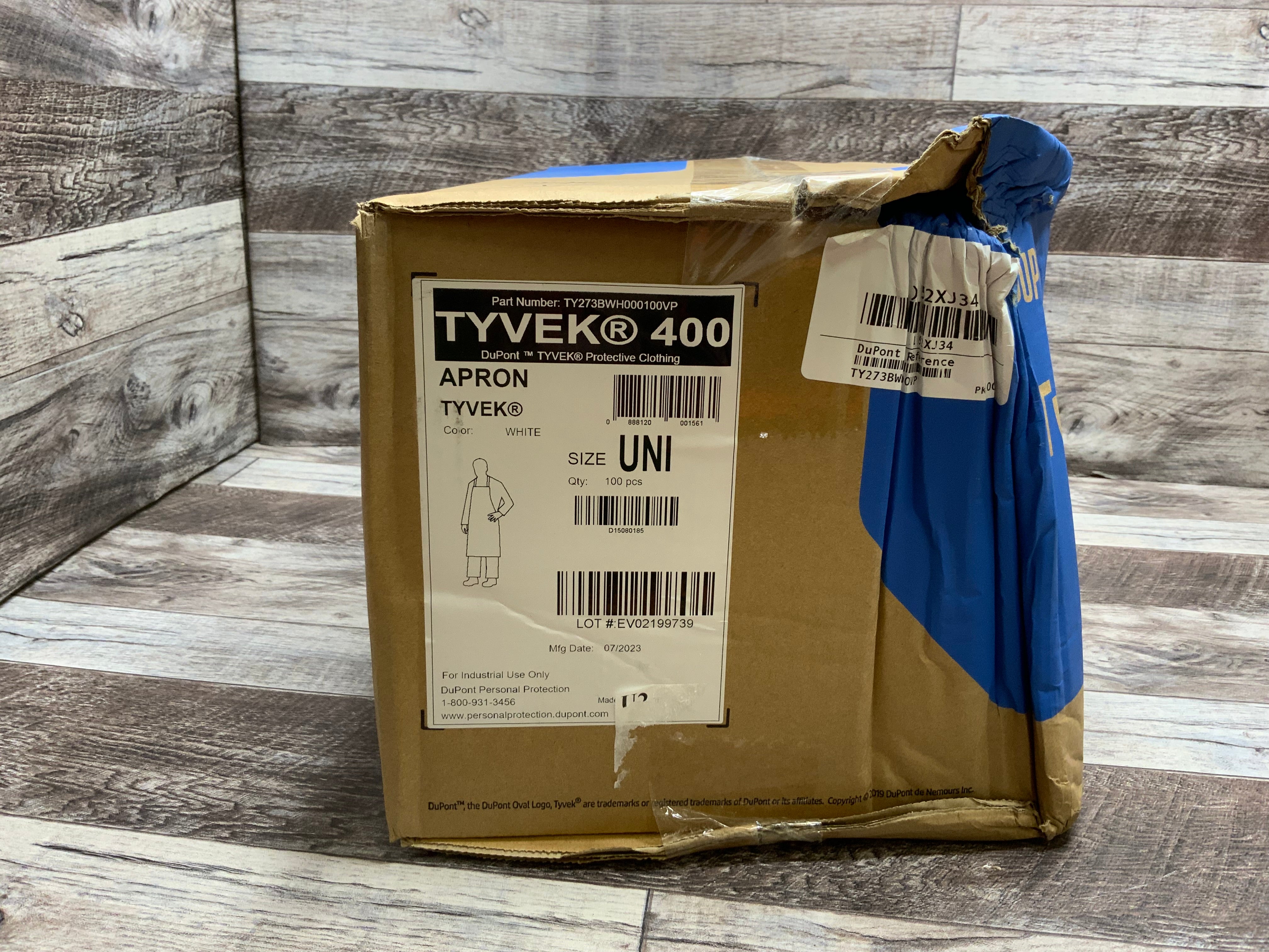 Dupont Tyvek 400 Disposable Bib Apron - White - (100 Pack) (TY273BWH000100VP) (8174762688750)
