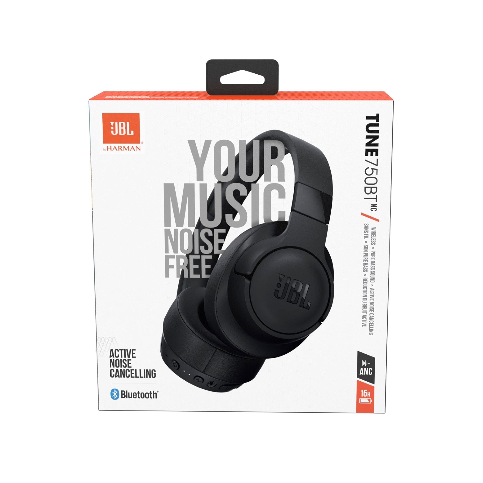 JBL TUNE 750BTNC - Wireless Over-Ear Headphones with Noise Cancellation - Black (7579019116782)
