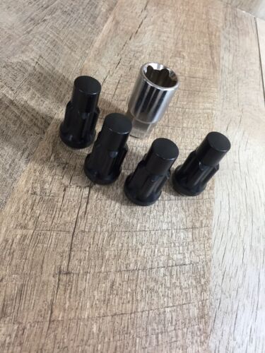 Set of 4 14x1.5 Veritek Black Acorn Bulge Tuner 1.75 Inch Wheel Locks (6922811769015)