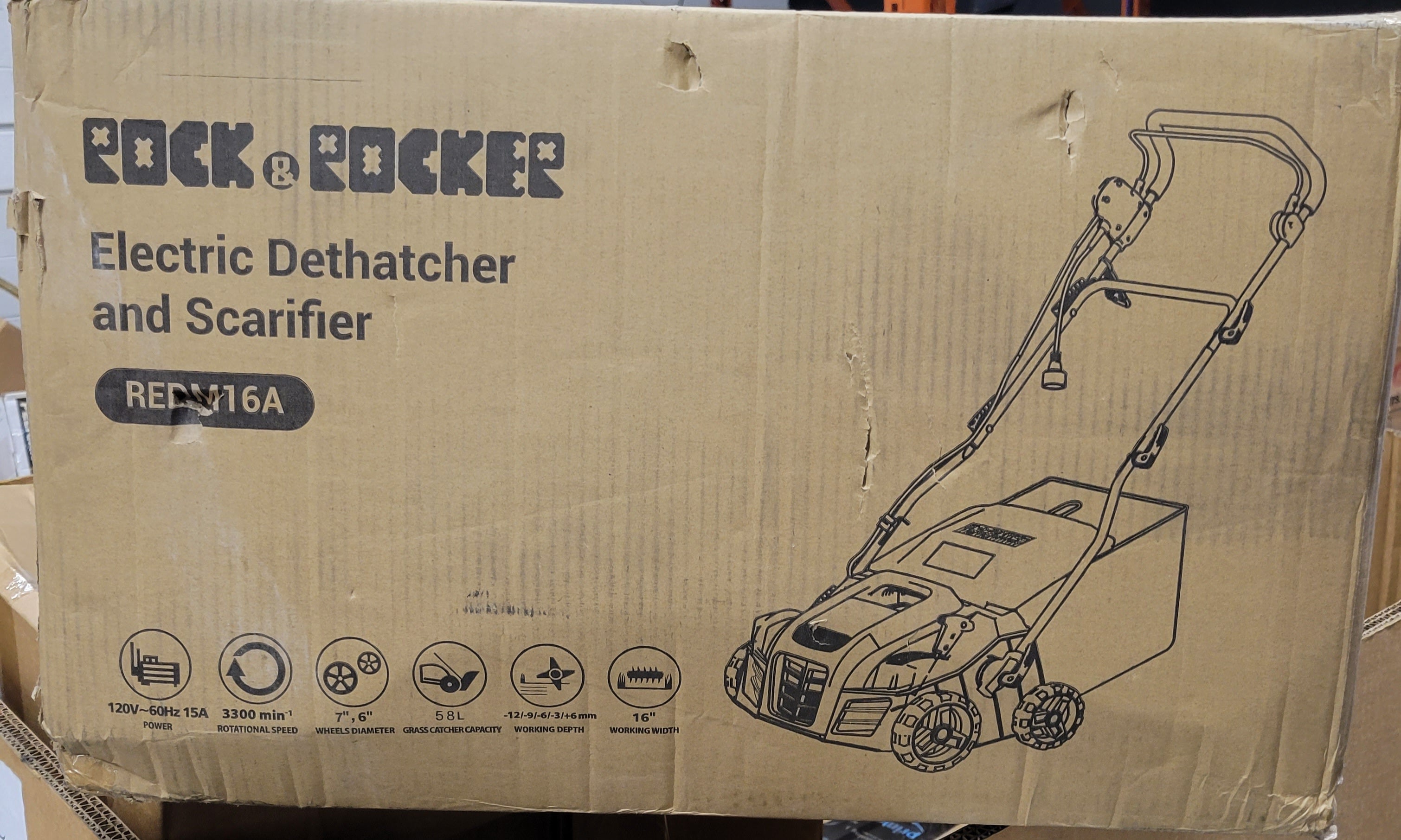 Rock&Rocker 16-Inch 15Amp Electric Lawn Dethatcher Scarifier (8095839682798)