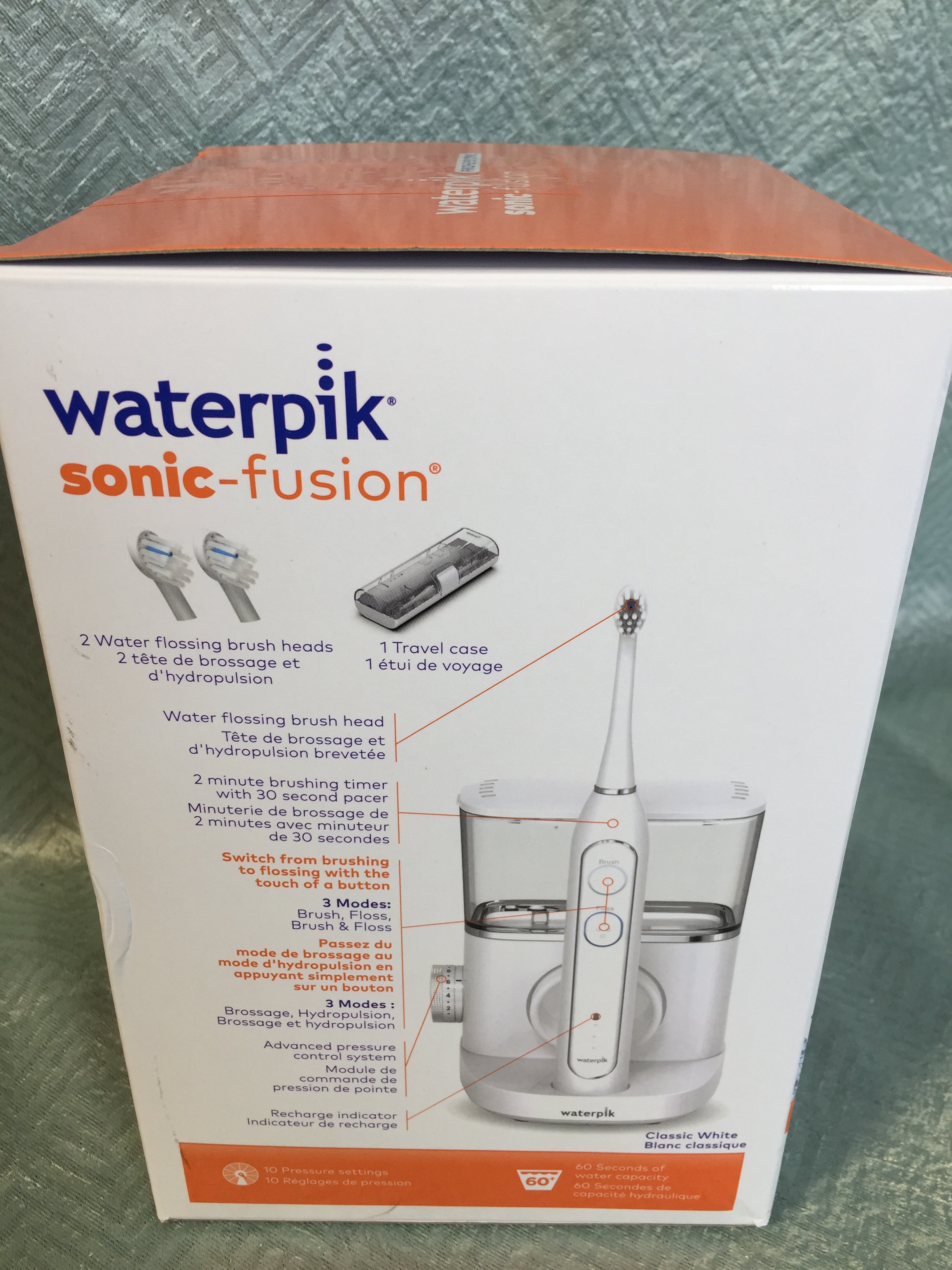 Waterpik Sonic-Fusion Professional Flossing, Electric Toothbrush & Water Flosser Combo in One, SF-02, White (7532396839150)