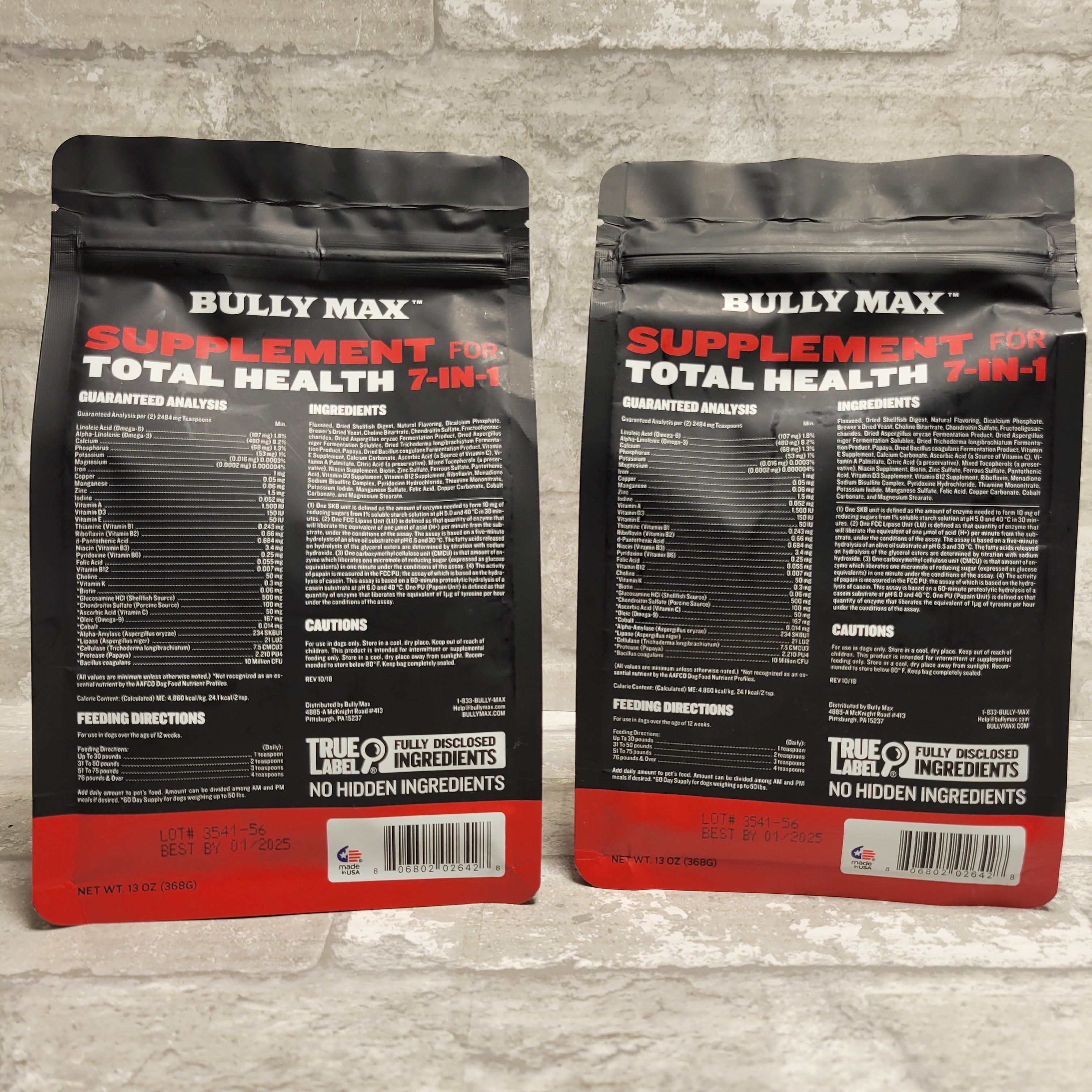Bully Max Supplement for Total Health 7-IN-1 13oz, Lot of 2 (8045141098734)