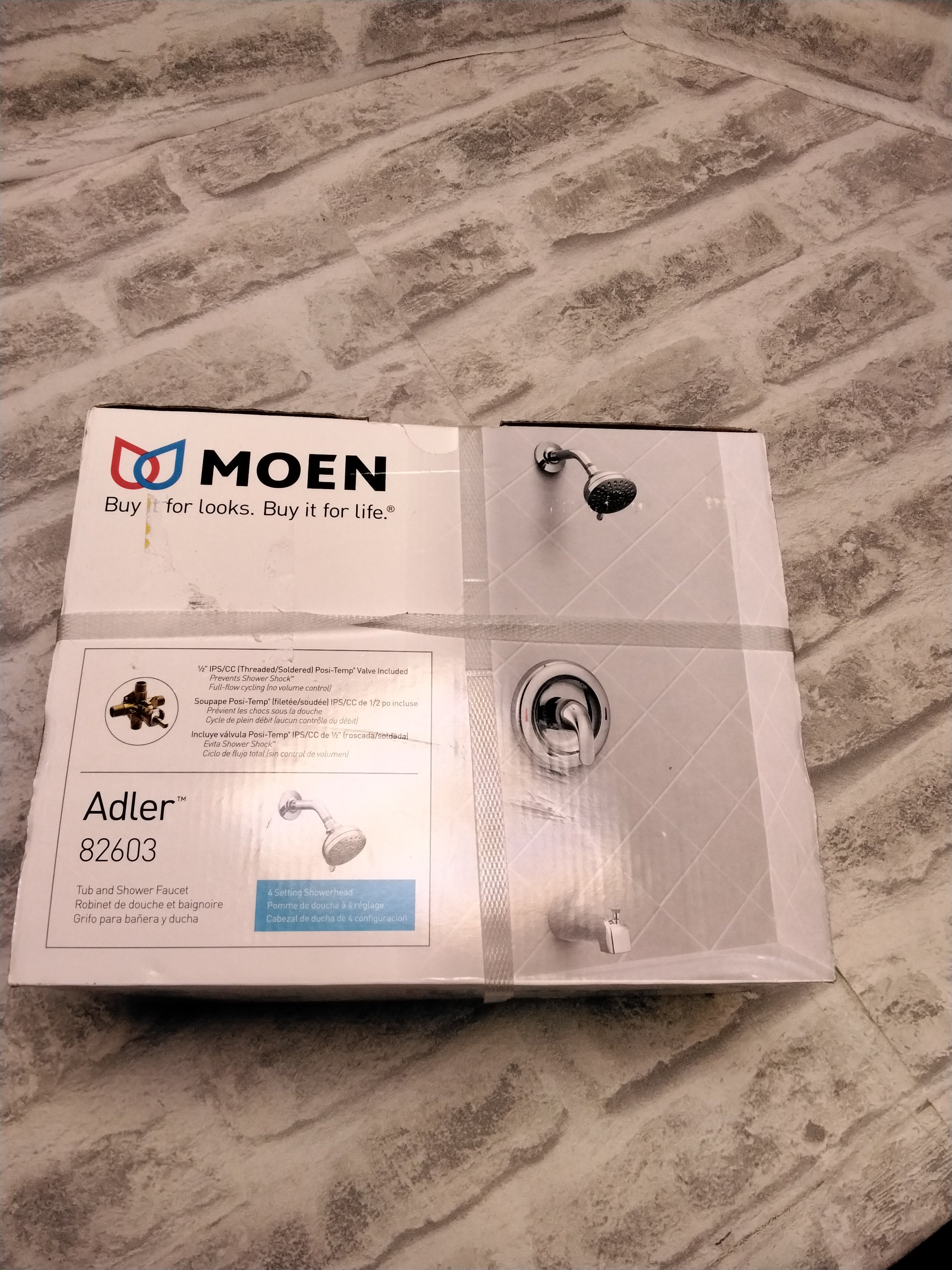 Moen Adler 1-Handle 4-Spray Tub & Shower Faucet – Chrome, Includes Pressure-Balancing Valve – WaterSense Certified