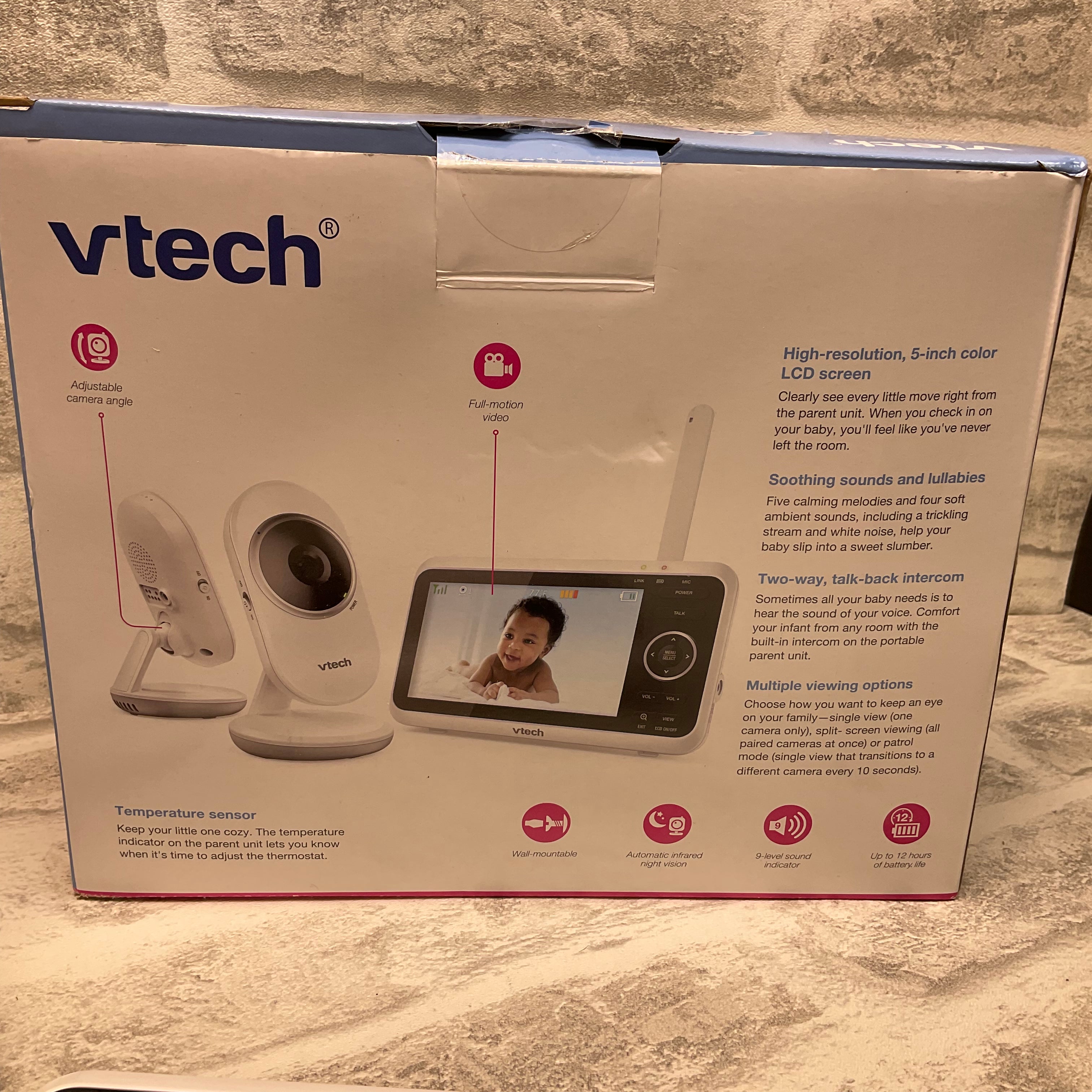 VTech VM3502 Video Monitor with Battery , 5" Screen, 2 Cameras, 2Way