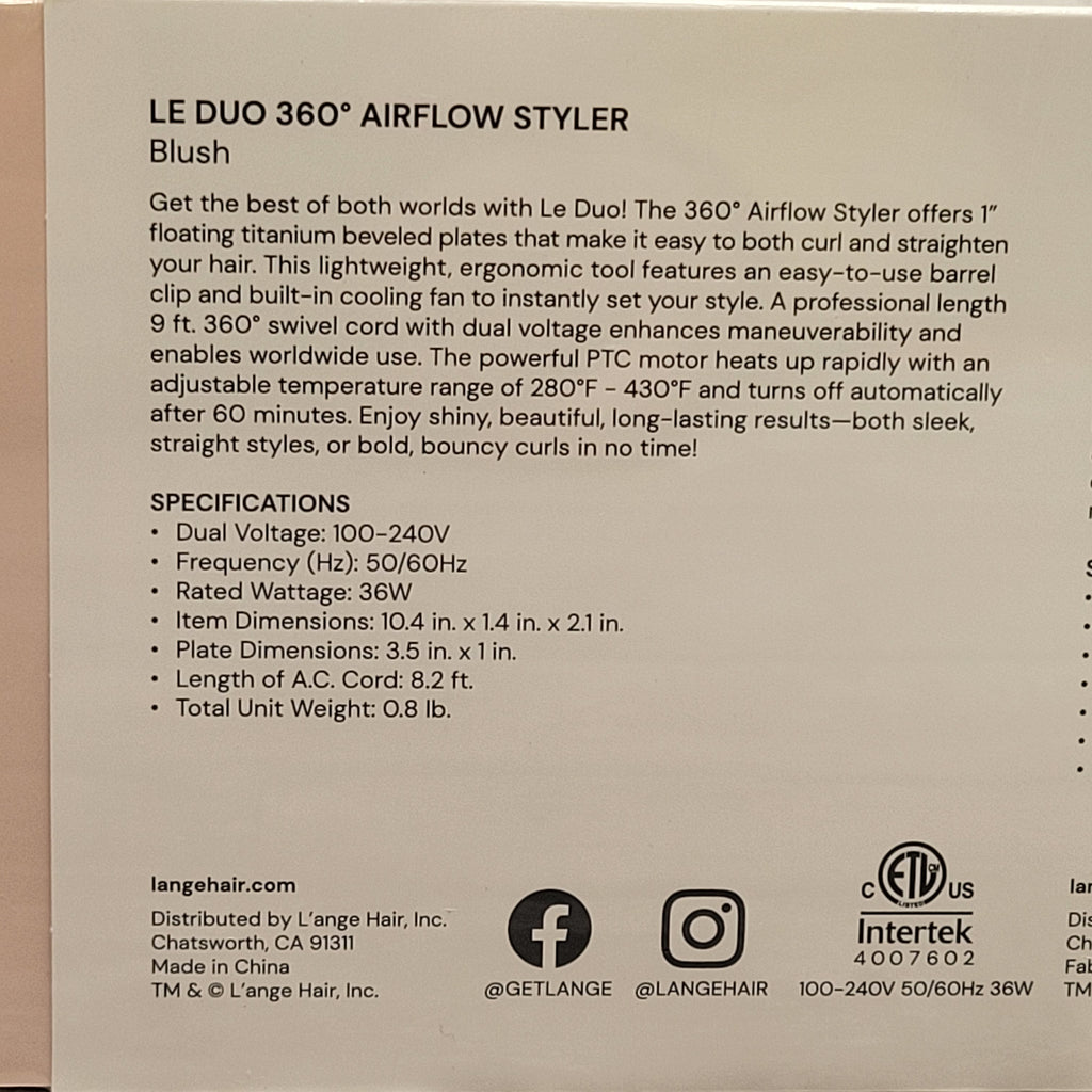 L'ange Le Duo 360 Airflow Titanium Styler RDW LIQUIDATIONS