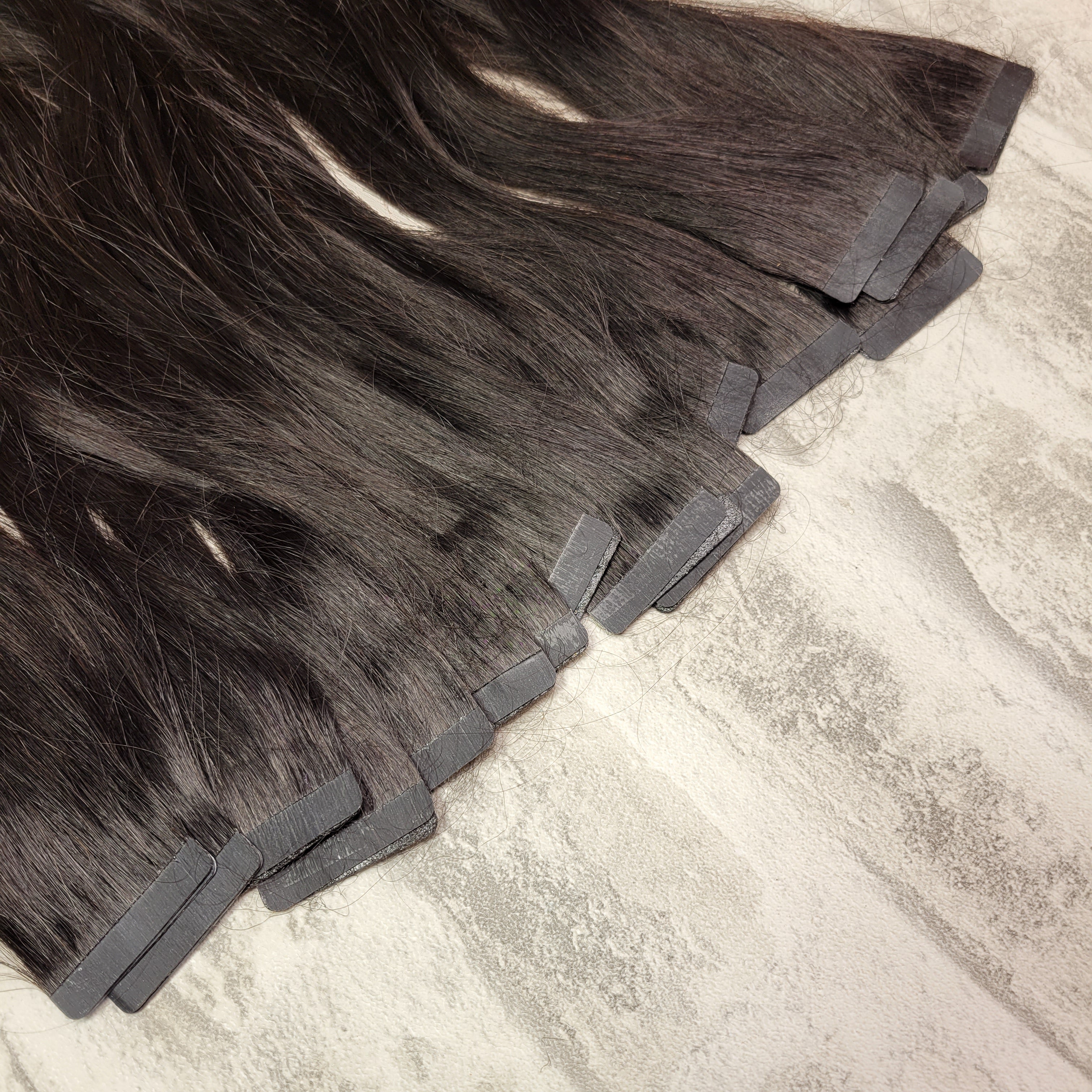 SUYYA Tape in Hair Extensions Human Hair 34pcs Jet Black(18 inches #1 Jet Black) (7603281756398)