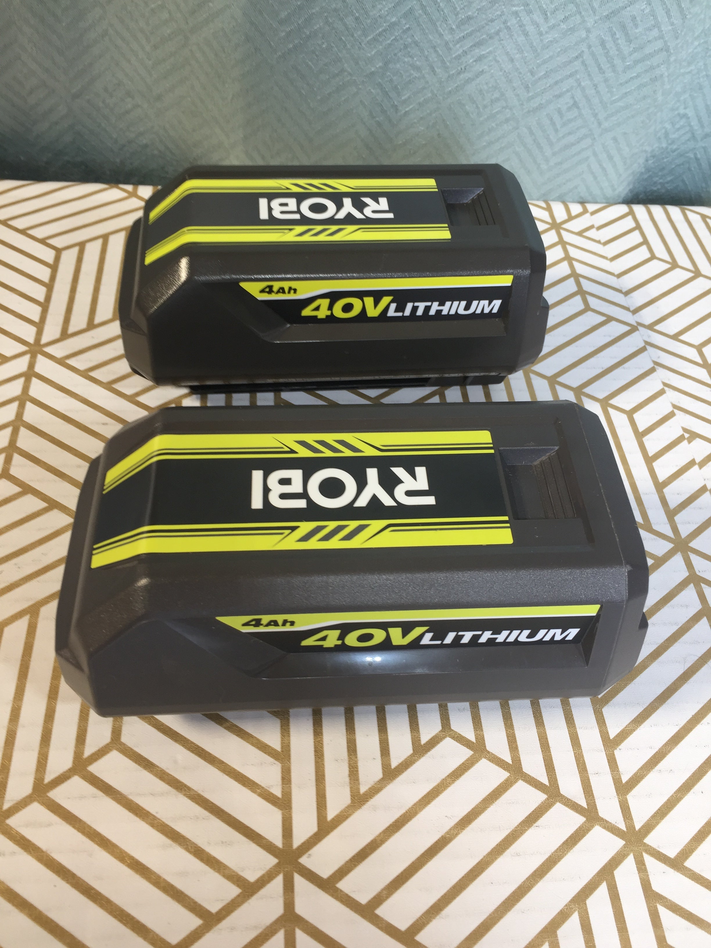 (2) Genuine RYOBI OP40404 40V Batteries 4.0Ah Lithium-Ion OEM (7727824601326)