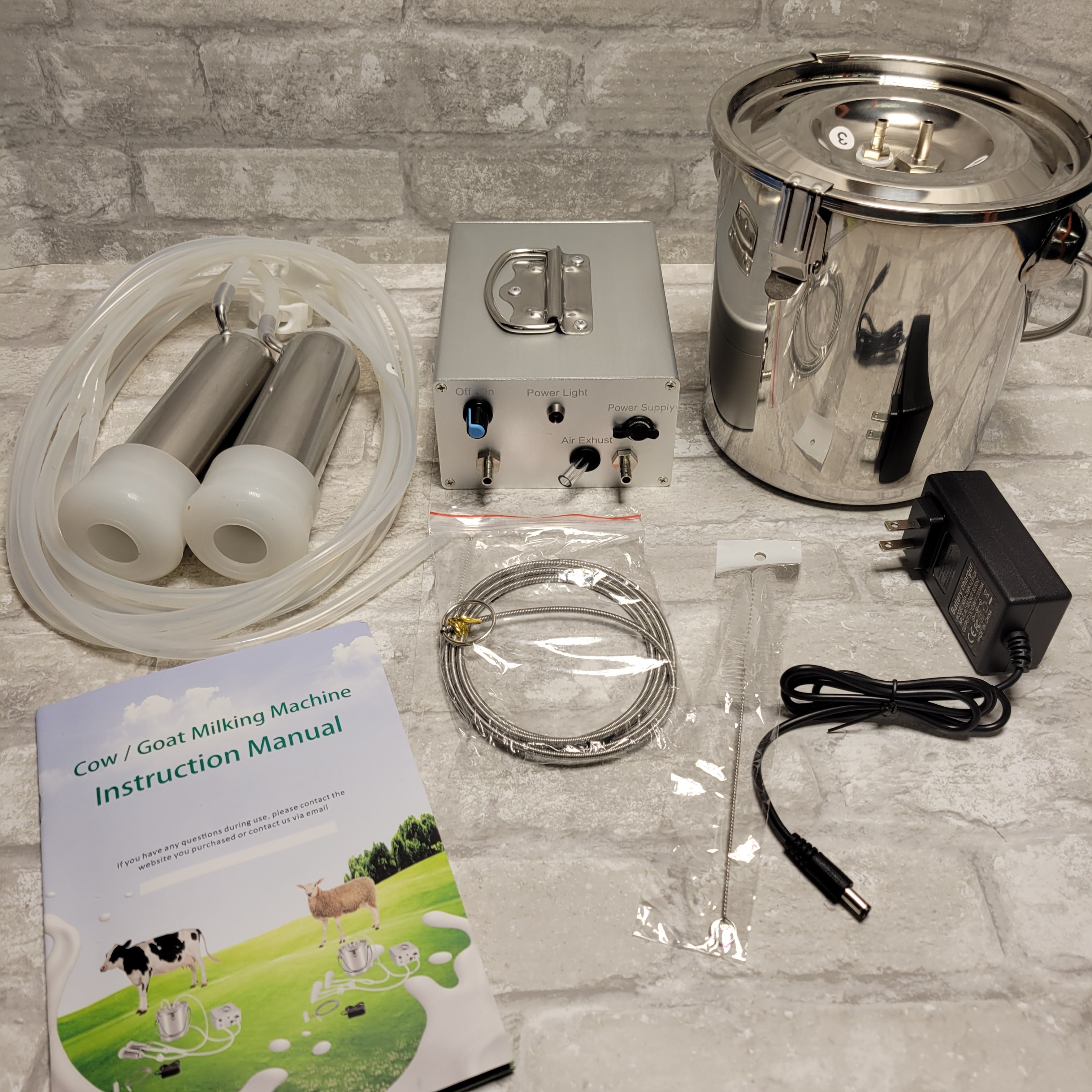 7L Dual Heads Milking Machine Vacuum Impulse Pump Cow Goat Milker (8050843353326)