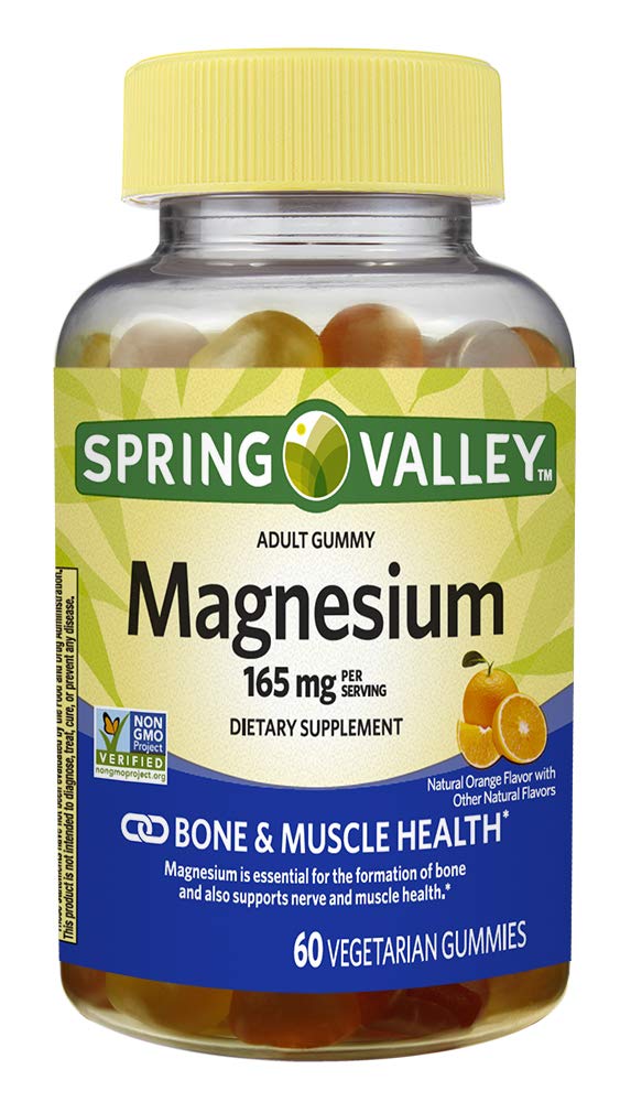 Spring Valley Adult Gummy Magnesium 165 mg, Orange, Bone & Muscle, 60 Gummies (7592958132462)