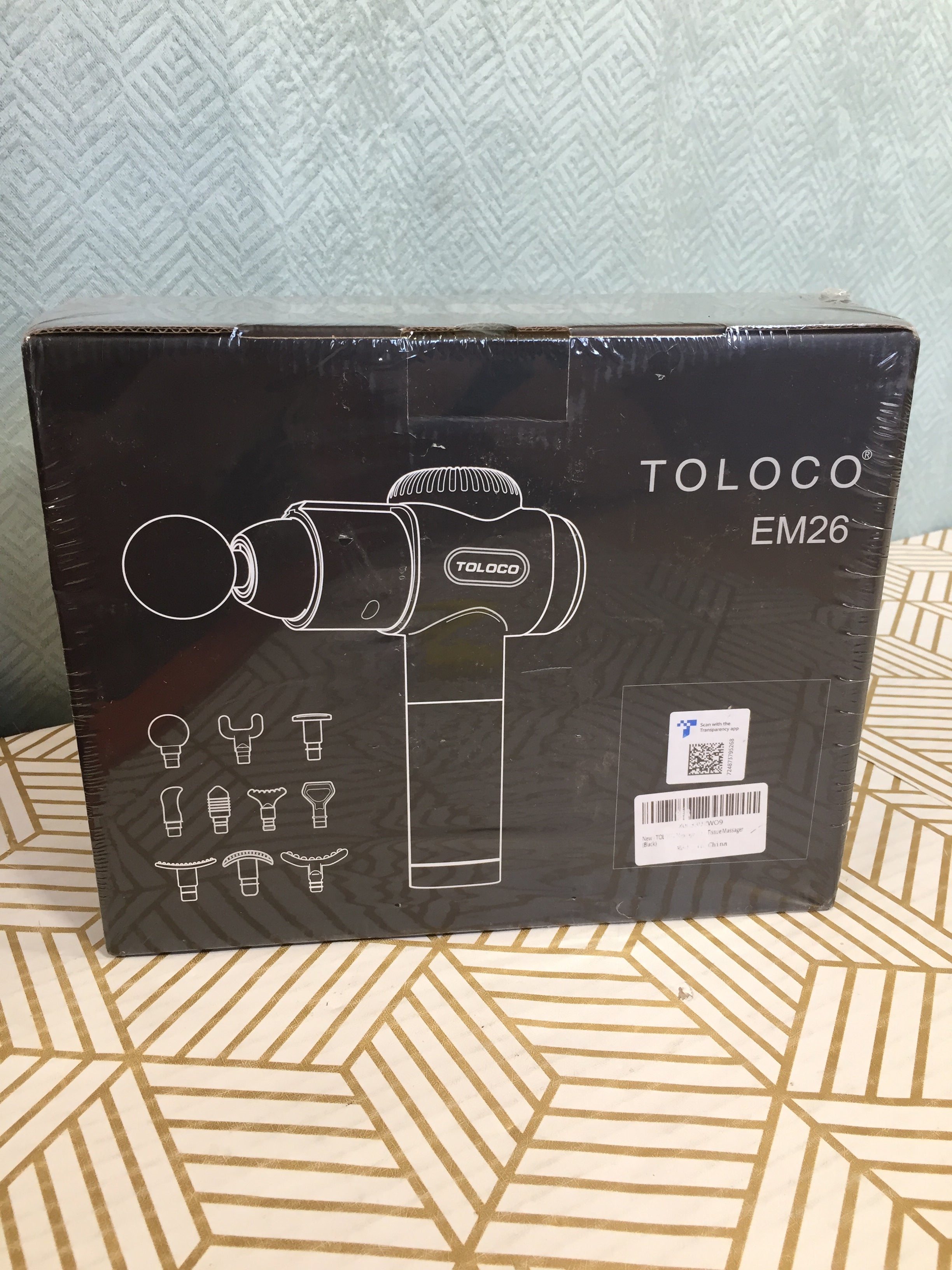 TOLOCO EM26 Black Cordless Rechargeable Percussion Massage Gun *SEALED* (7883888984302)