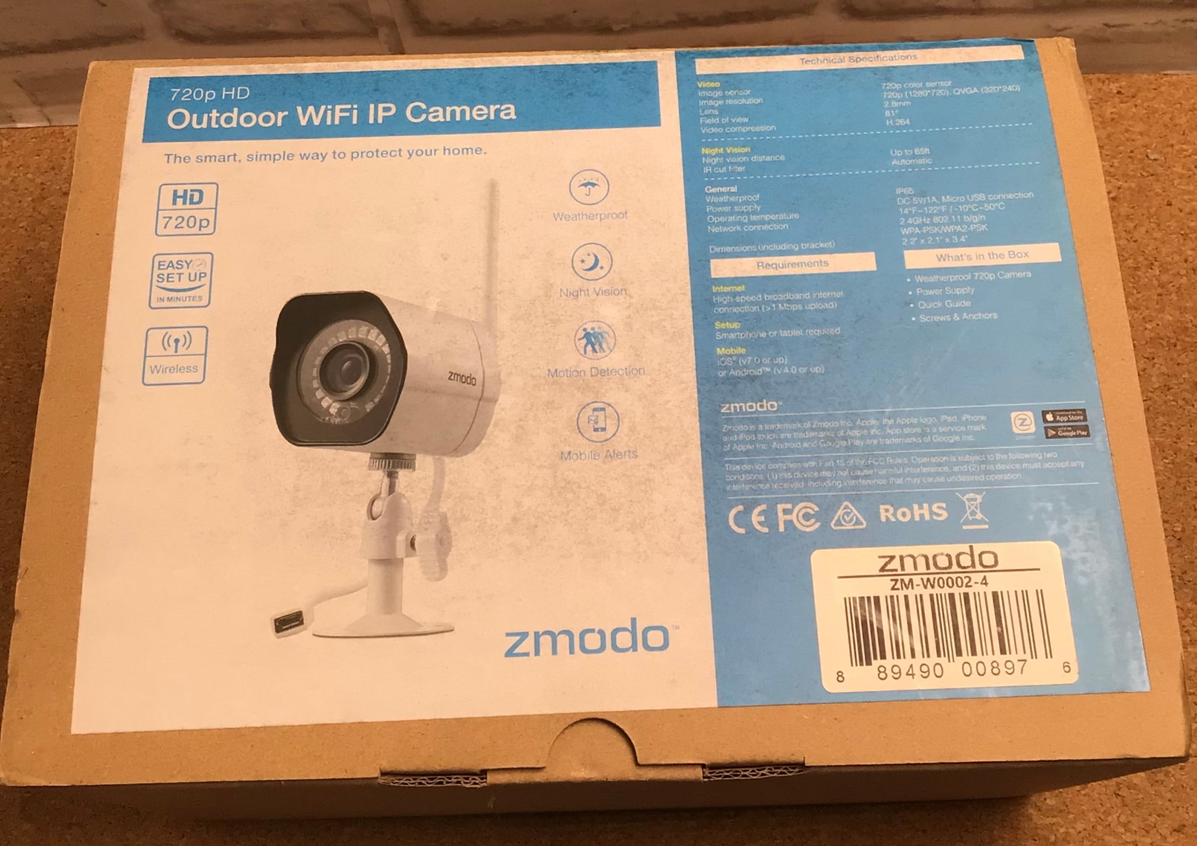 Zmodo 720P HD Smart Wireless Surveillance Camera WiFi Outdoor Security Camera (7892059128046)