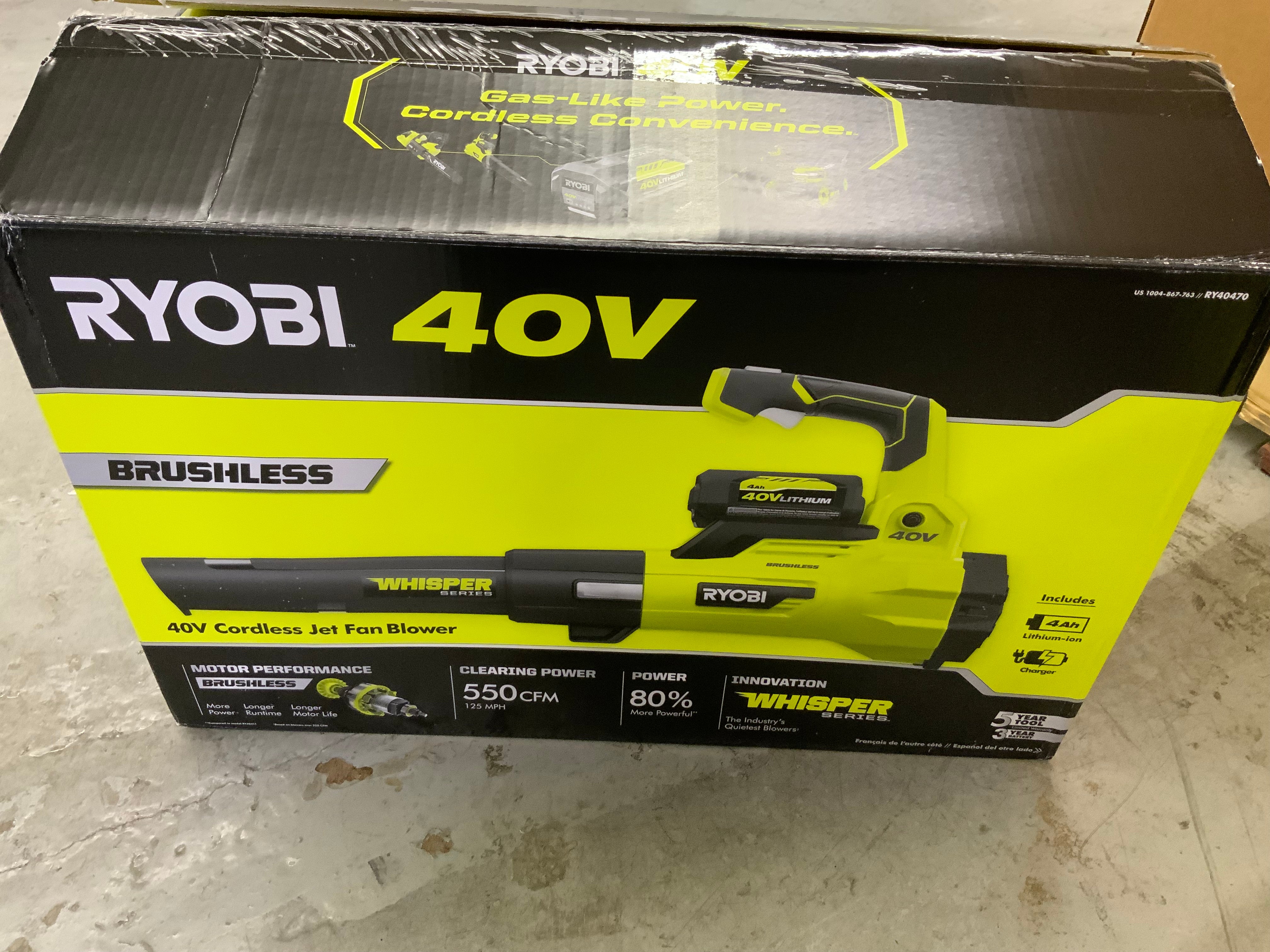 Ryobi 40V Cordless Jet Fan Leaf Blower (4Ah Battery & Charger) (8132934205678)