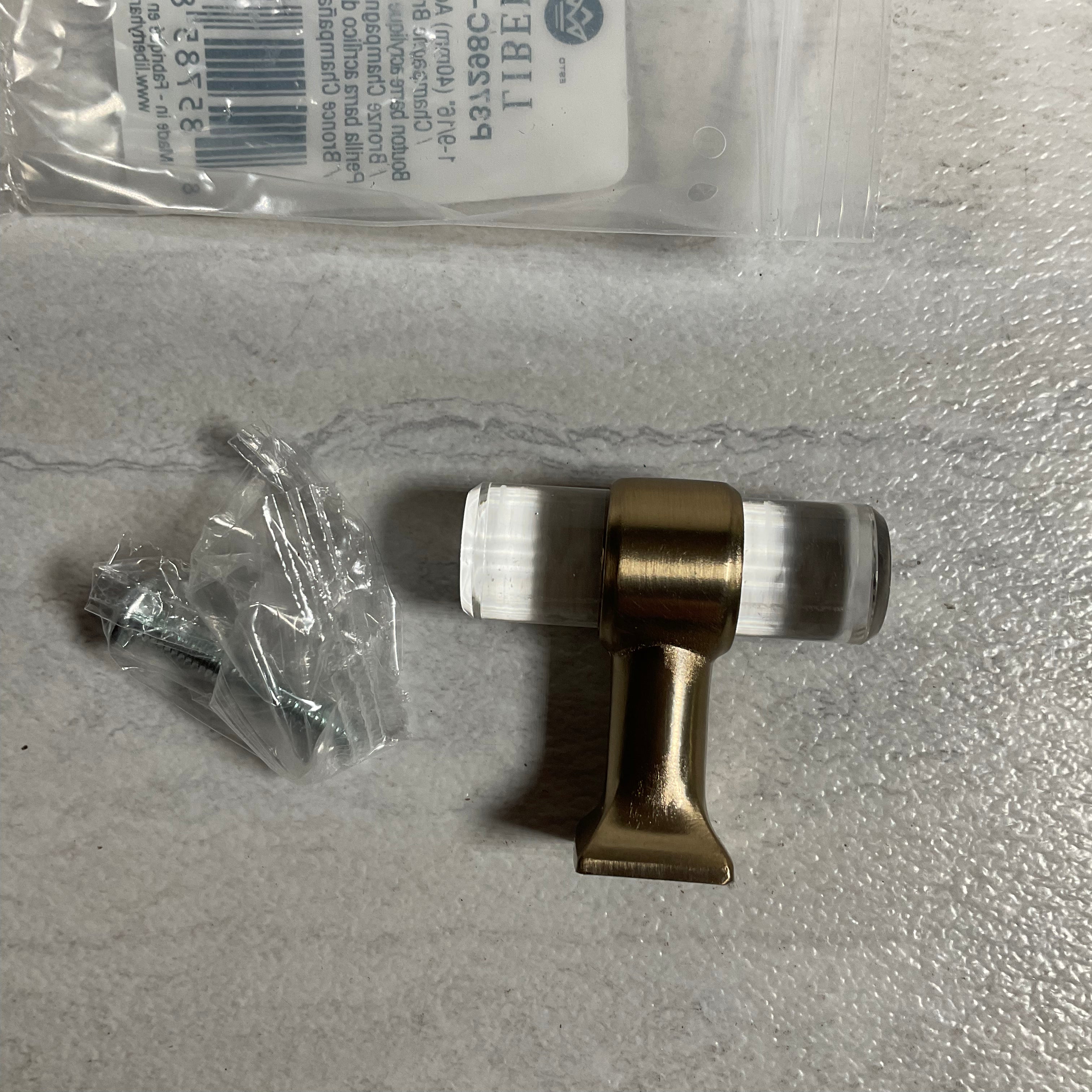 (16) Acrylic Bar 1-9/16 in. (40 mm) Champagne Bronze and Clear Cabinet Knob (7451449852142)