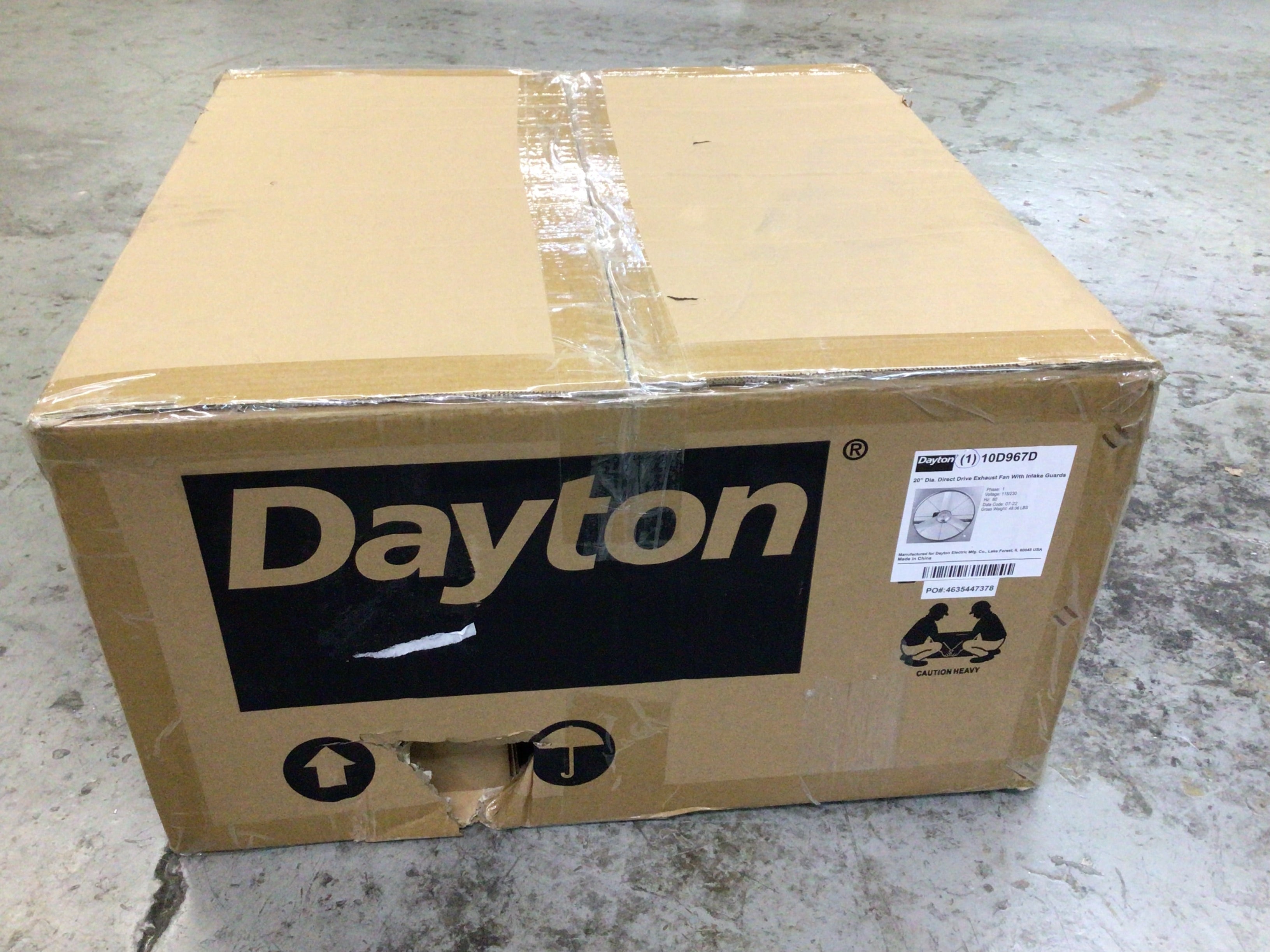 Dayton 10D967D Exhaust Fan, 20 in Blade, 1/3 hp, 4,134 cfm, 110/220 **OPEN BOX** (8117478490350)