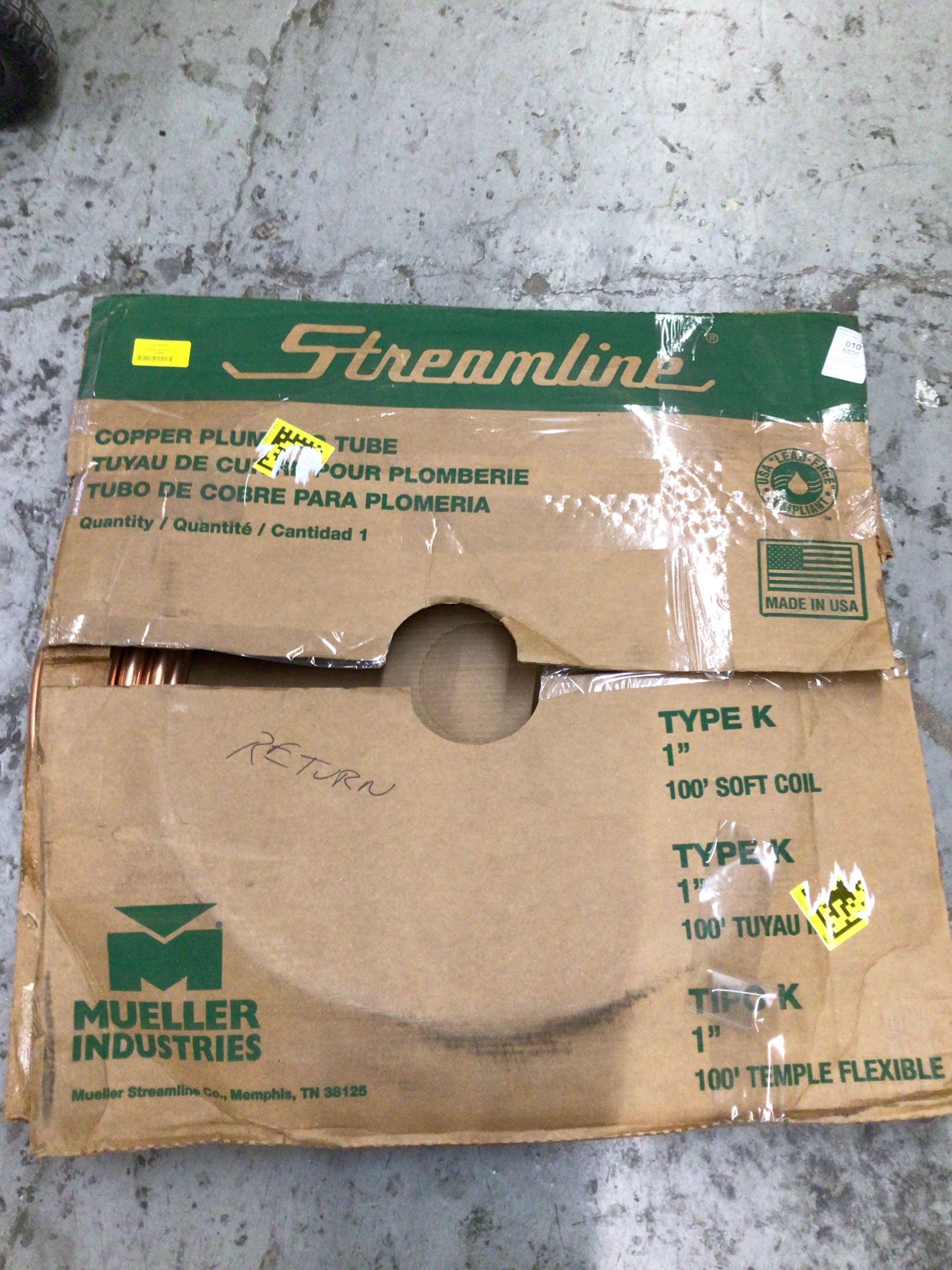 STREAMLINE KS10100 Type K,Soft coil,Water,1 In.X100ft. *OPEN BOX* (8138047717614)