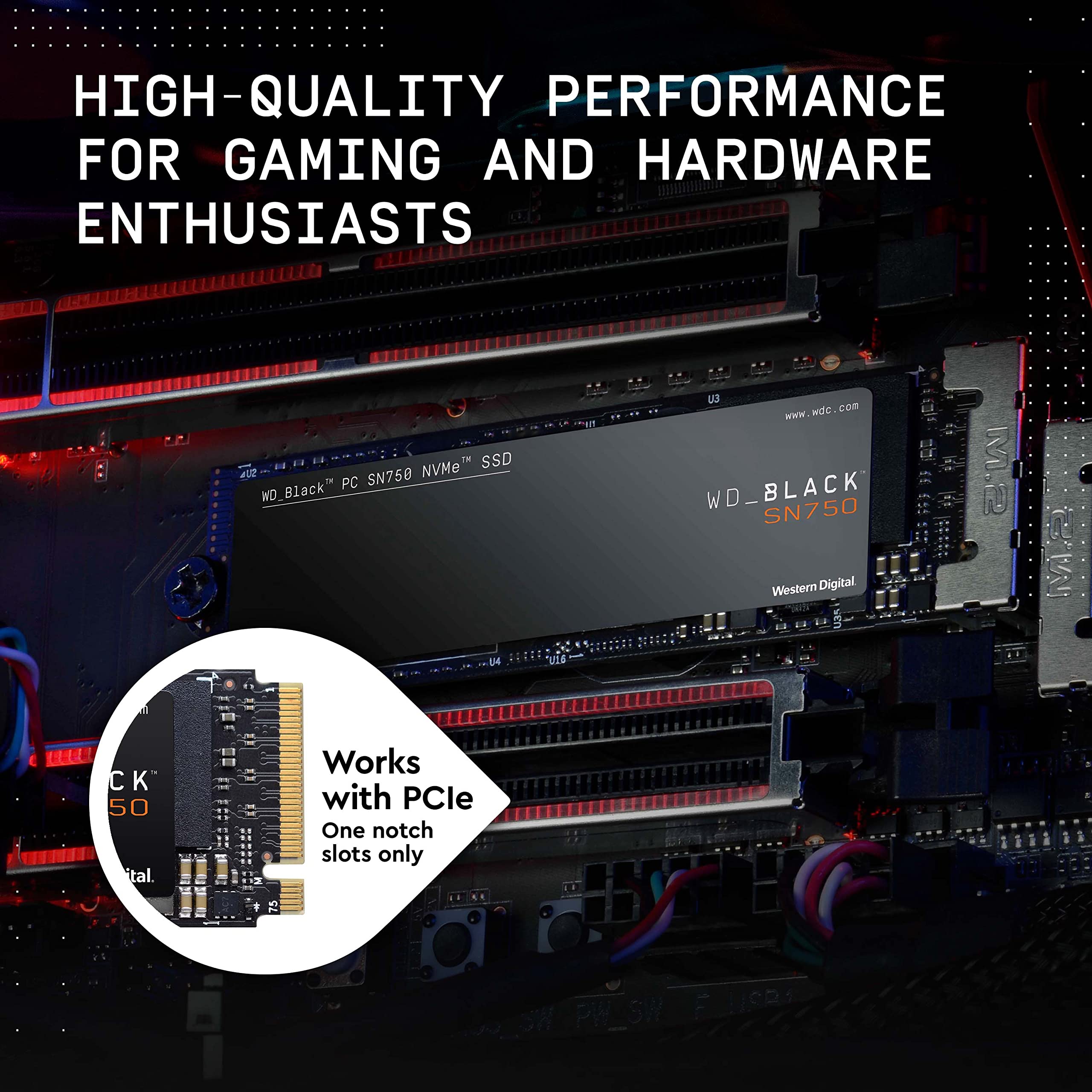 WD_BLACK 1TB SN750 NVMe Internal Gaming SSD Solid State Drive - Gen3 PCIe, M.2 2280, 3D NAND, Up to 3,470 MB/s - WDS100T3X0C (7735015833838)