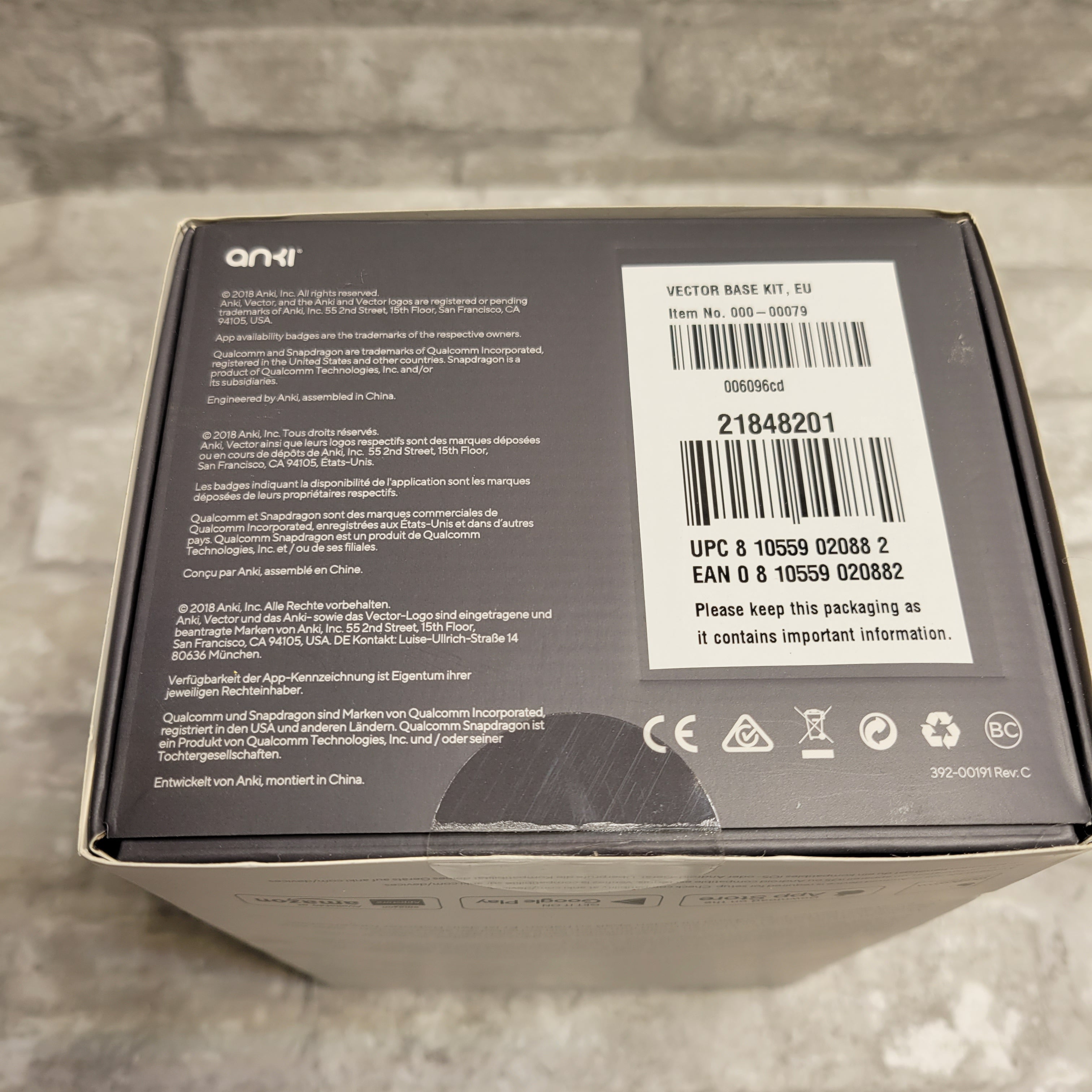 Vector Anki Vector Base Kit, EU Item No. 000-00079 (8033603846382)