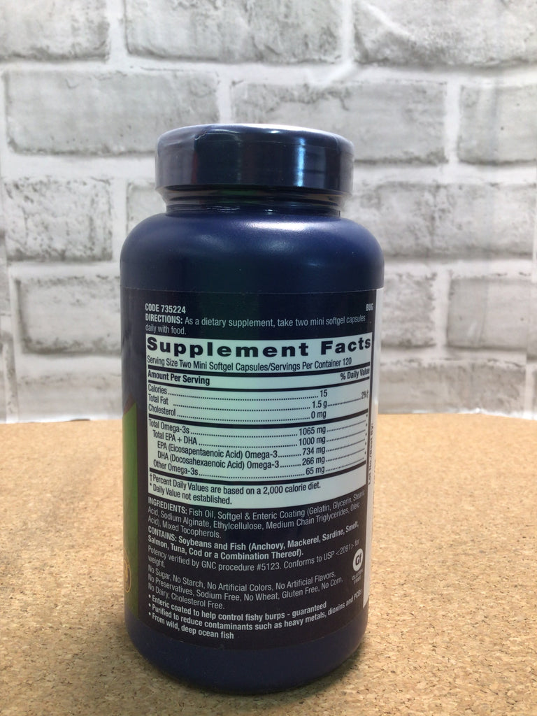 GNC Triple Strength Fish Oil Mini's Omega3 Heart, Brain 240 Mini S