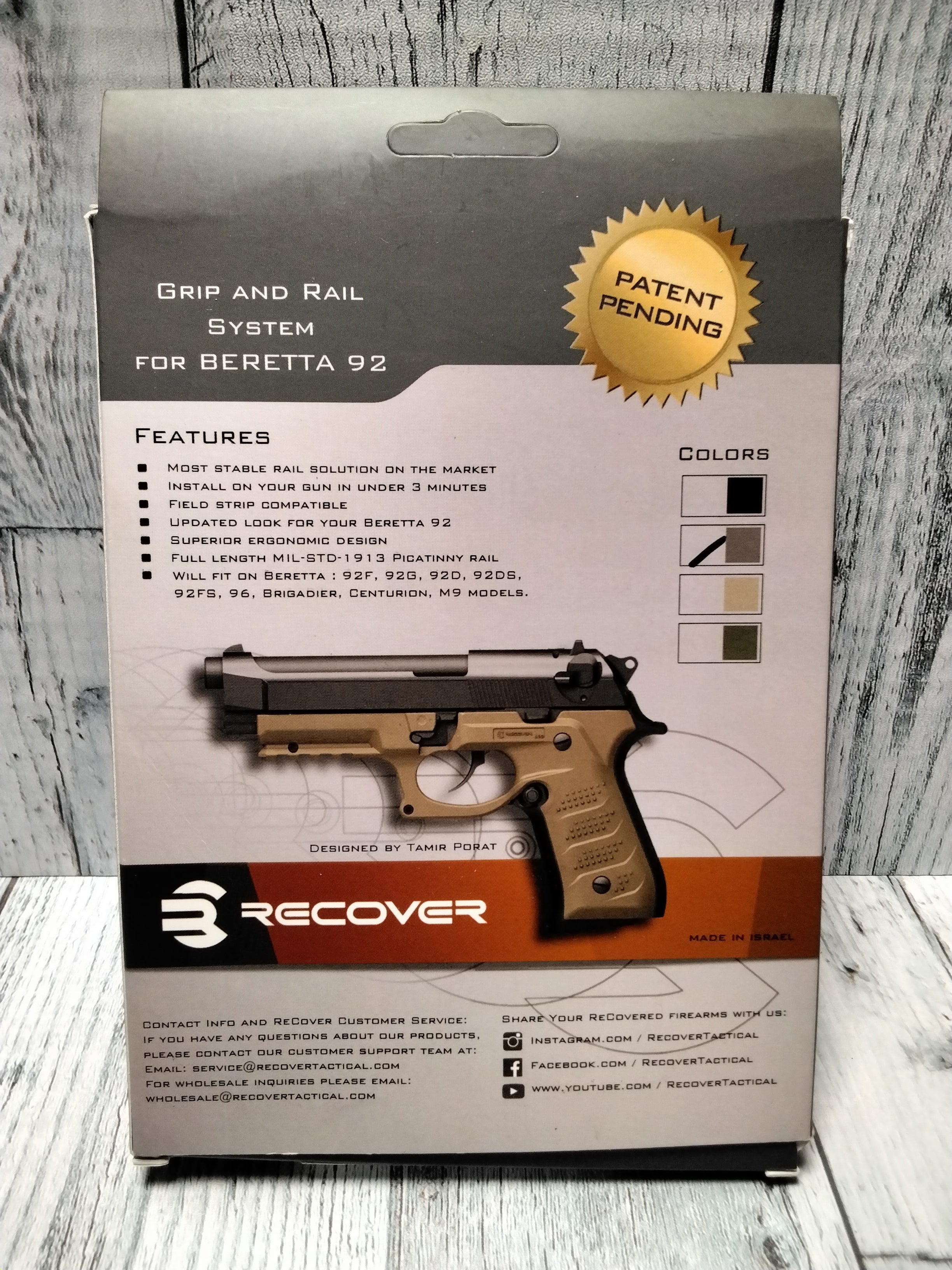 Recover Tactical BC2 Grip and Rail System for The Beretta 92FS M9 Series (7772321022190)