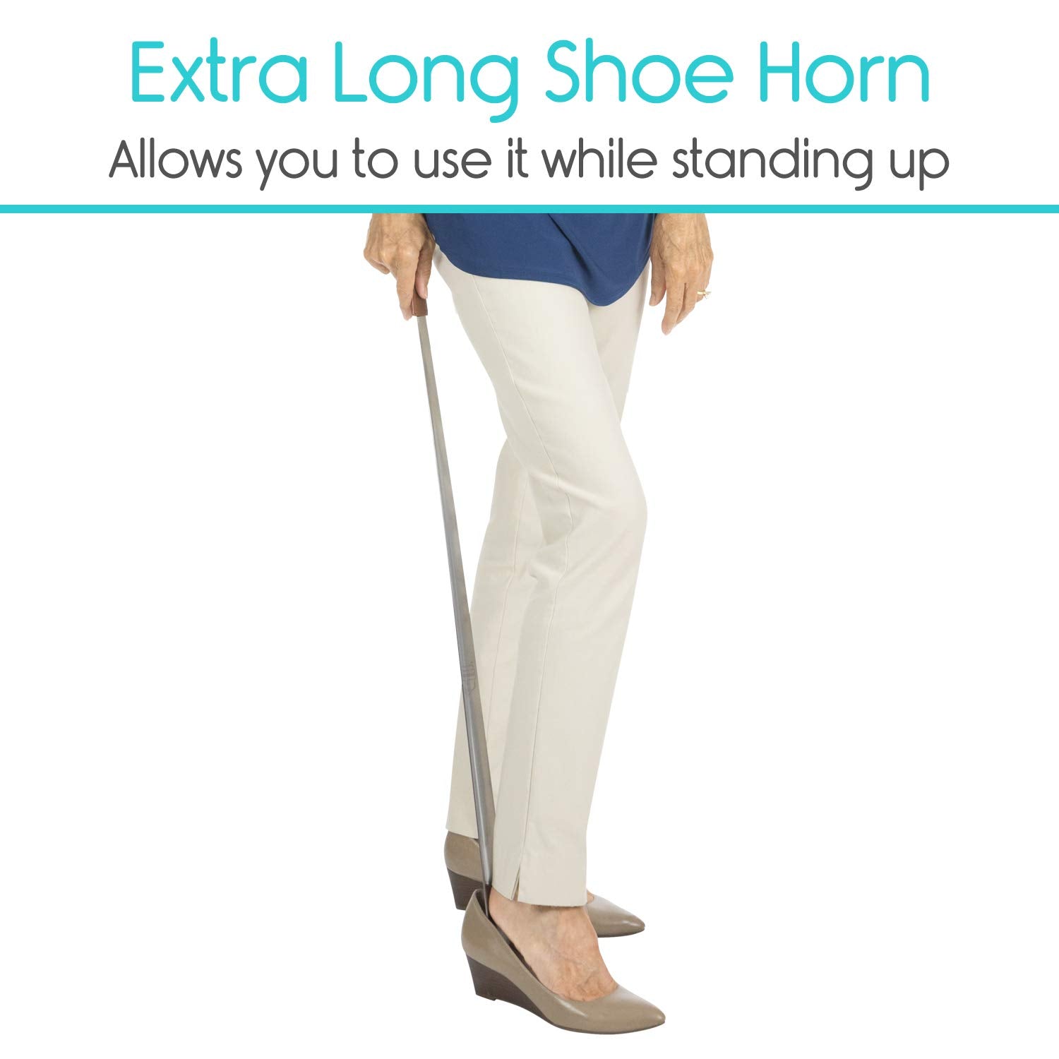 VIVE Extra Long Handled Shoe Horn (31.5 Inches)- Metal Shoehorn (7923782287598)