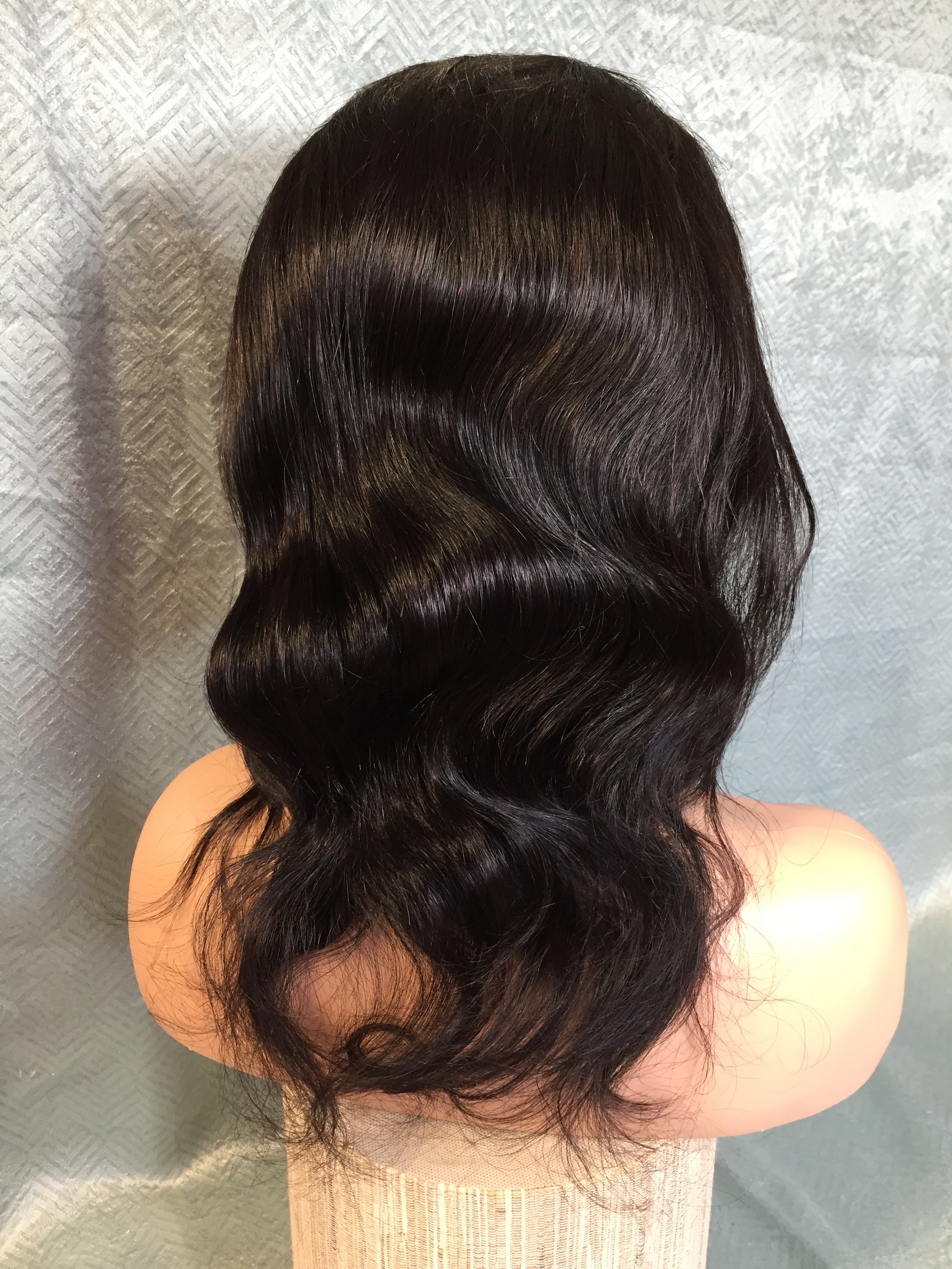 Lace Front Black Wavy 14 Inch Human Hair Wig (7611645231342)