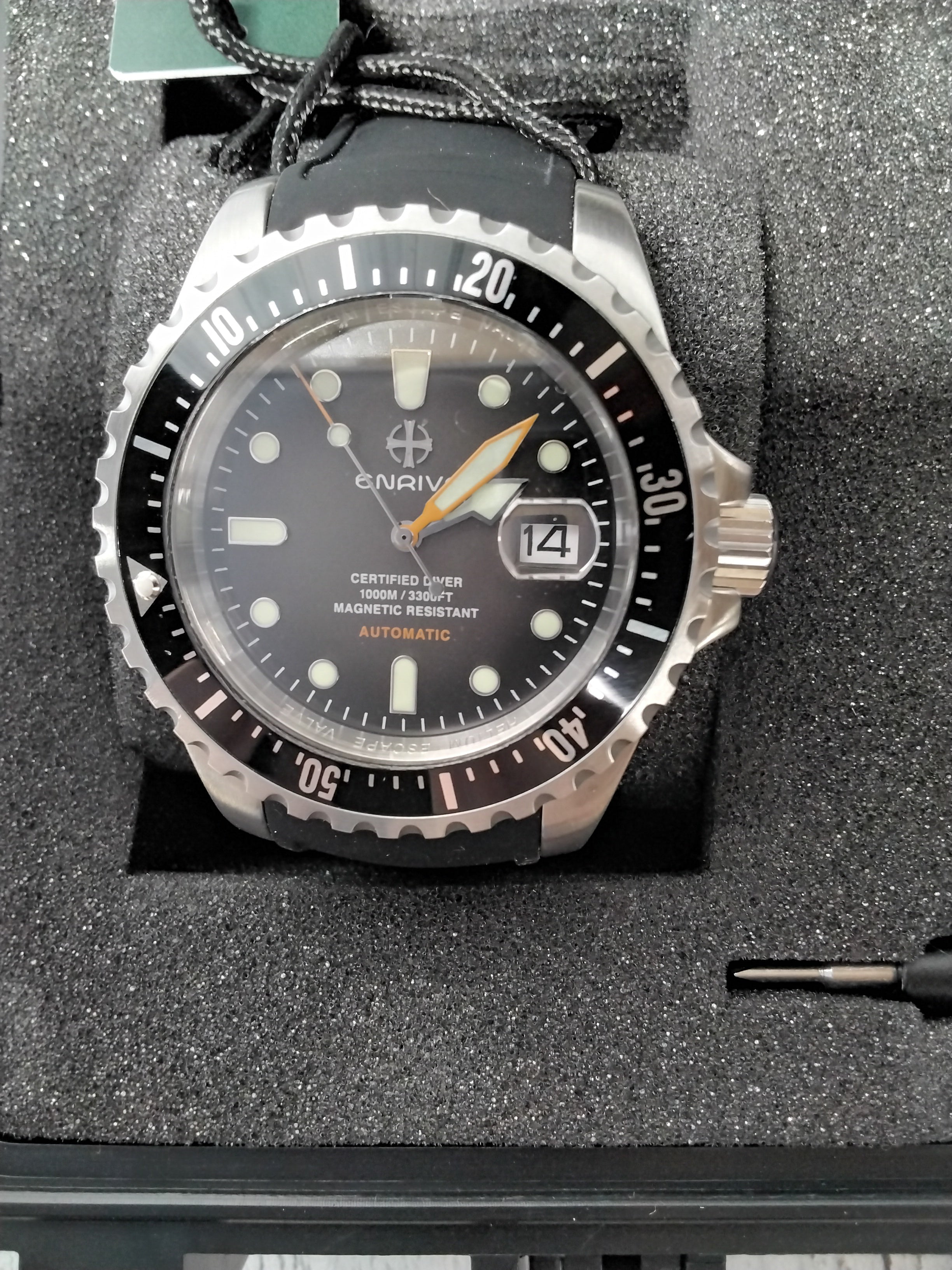 ENRIVA Men's Automatic Pro Dive Mens Self-Wind Professional Diver Watch for Men (7765438497006)