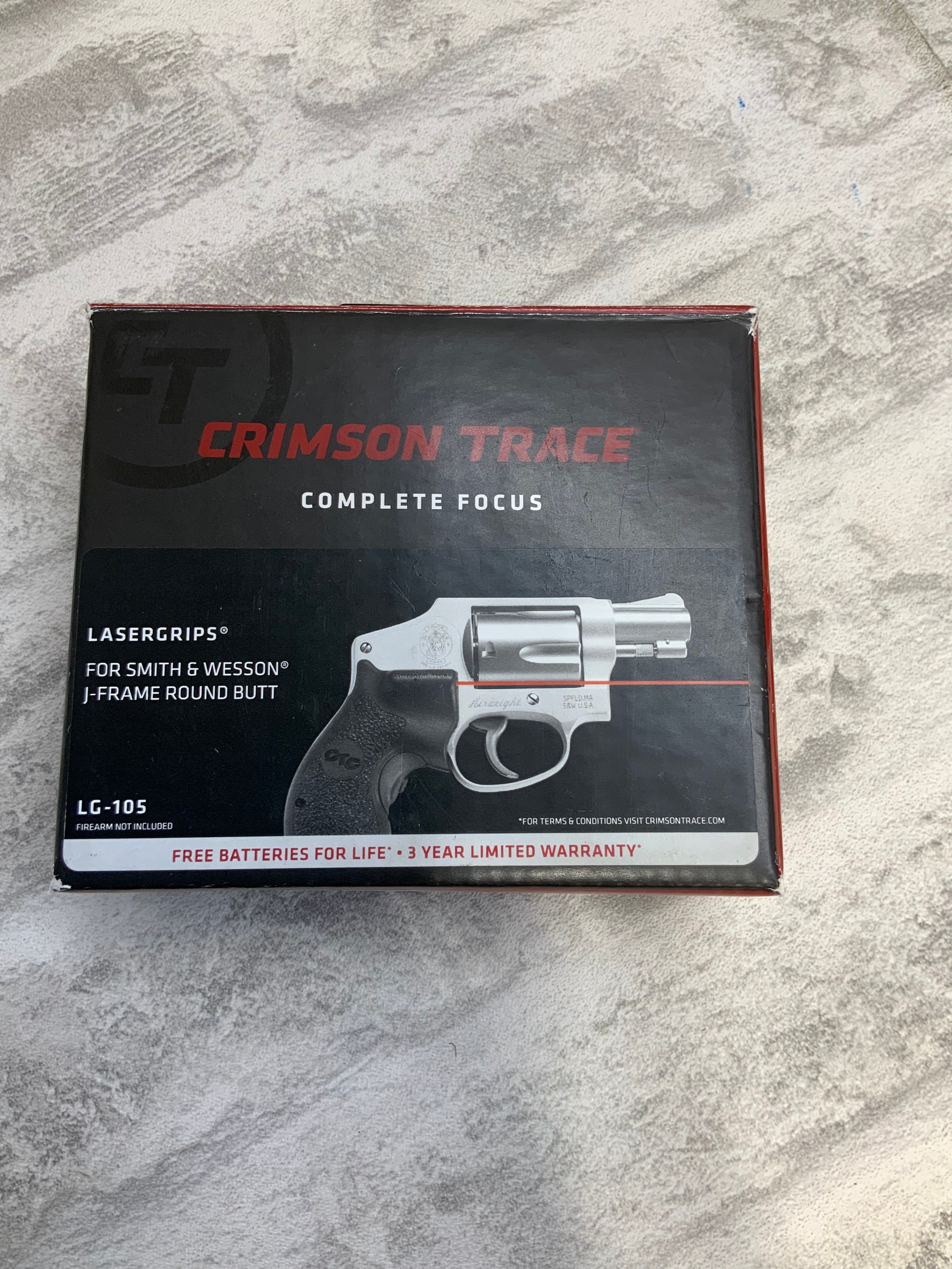 Crimson Trace LG-105 Lasergrips for Smith & Wesson J-Frame Round Butt Revolvers (7611466875118)