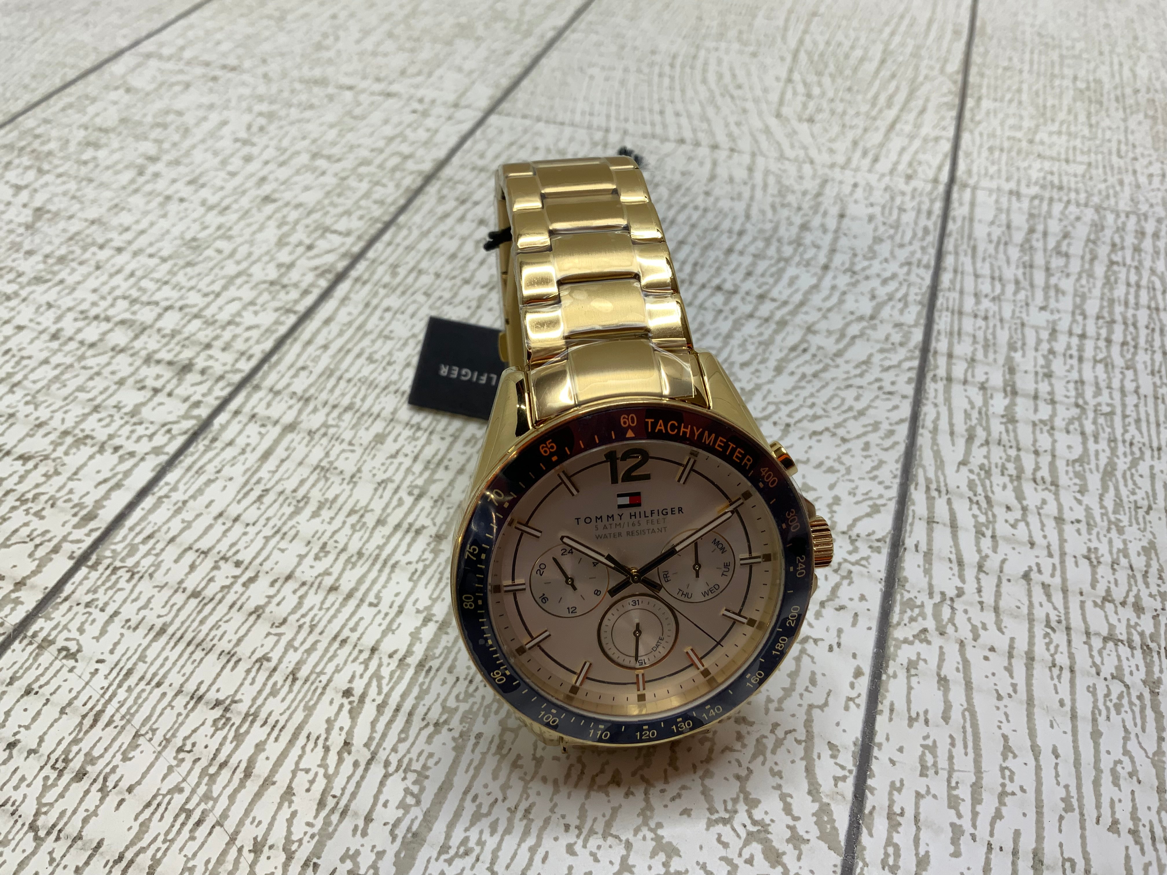 Tommy Hilfiger 1791121 White Dial Gold Tone Mens Watch (7957851865326)