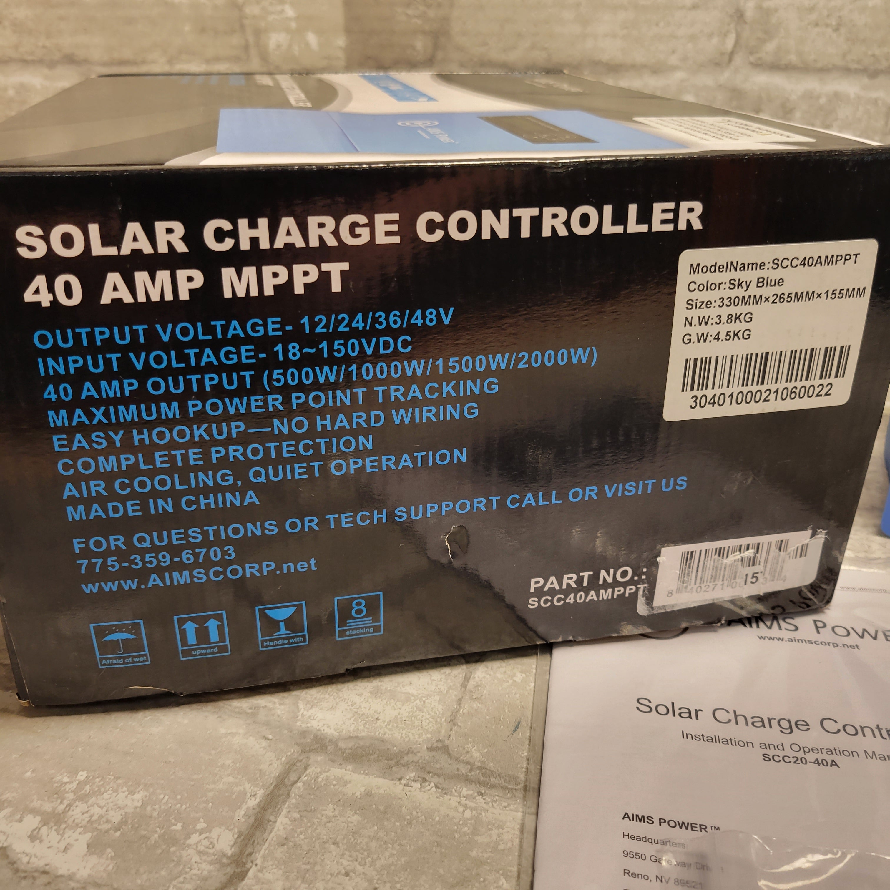 AIMS Power SCC40AMPPT 40 AMP Solar Charge Controller with MPPT Technology (8069388959982)