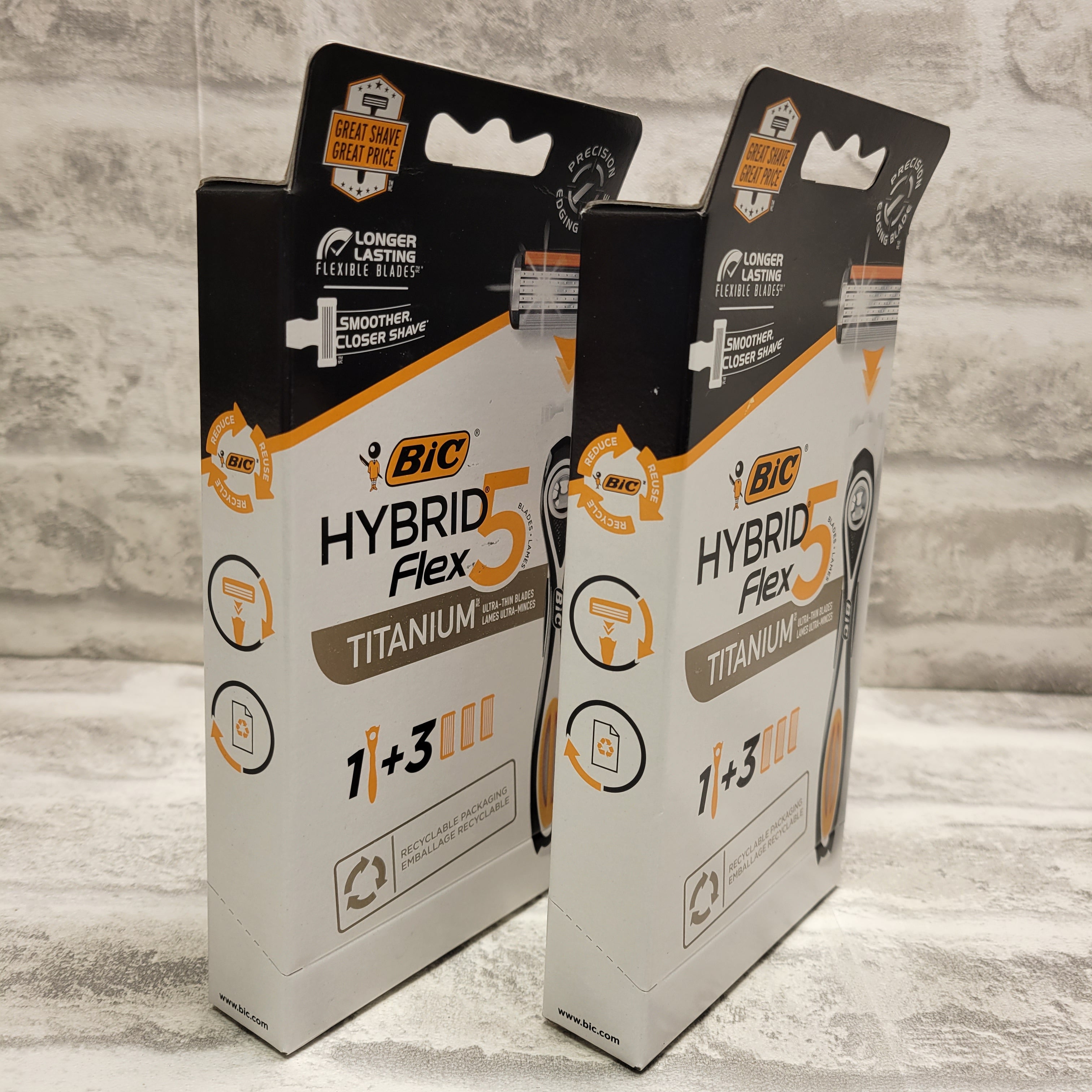 Bic Flex 5 Hybrid Razor - 1 Handle & 3 Cartridges Per Package - Pack of 2 (7579754201326)