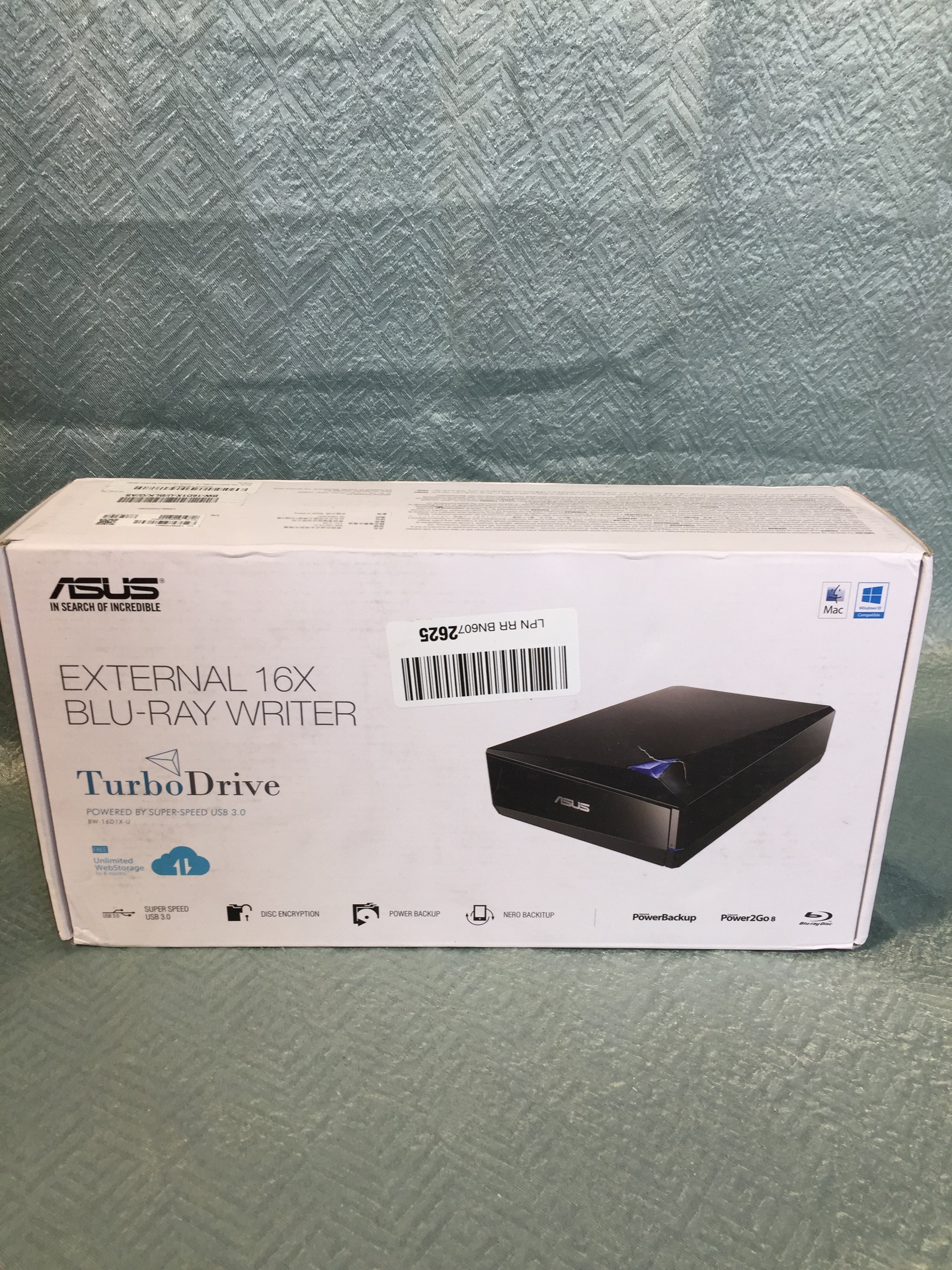 ASUS BW16D1XU 16x External Bluray BDXL Drive with BD Disc