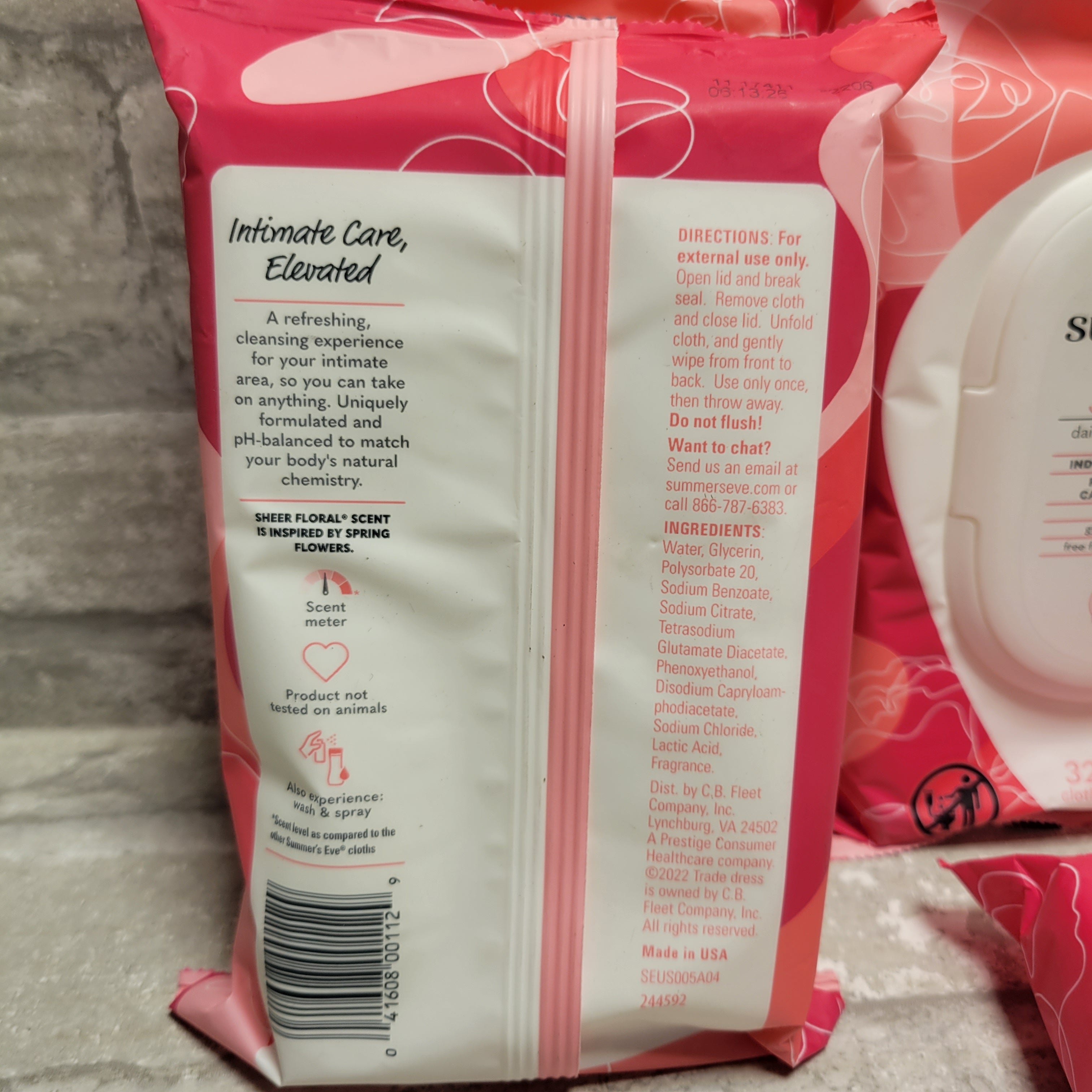 Summer's Eve Feminine Cleansing Cloths 32 Per Pack, Sheer Floral, Lot of 4 (8108781043950)