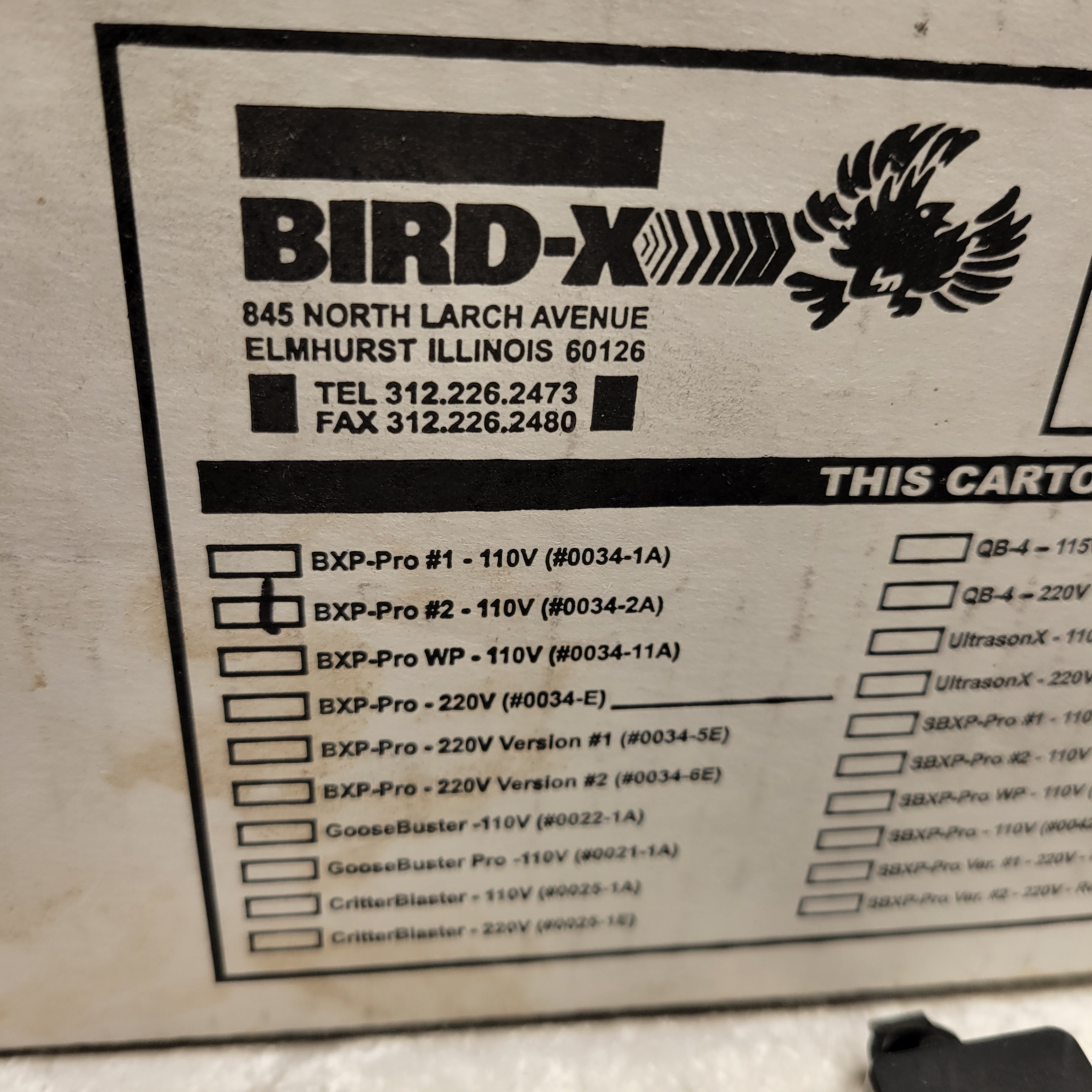 Bird-X BXP-PRO2 Electronic Bird Repeller (7942935937262)
